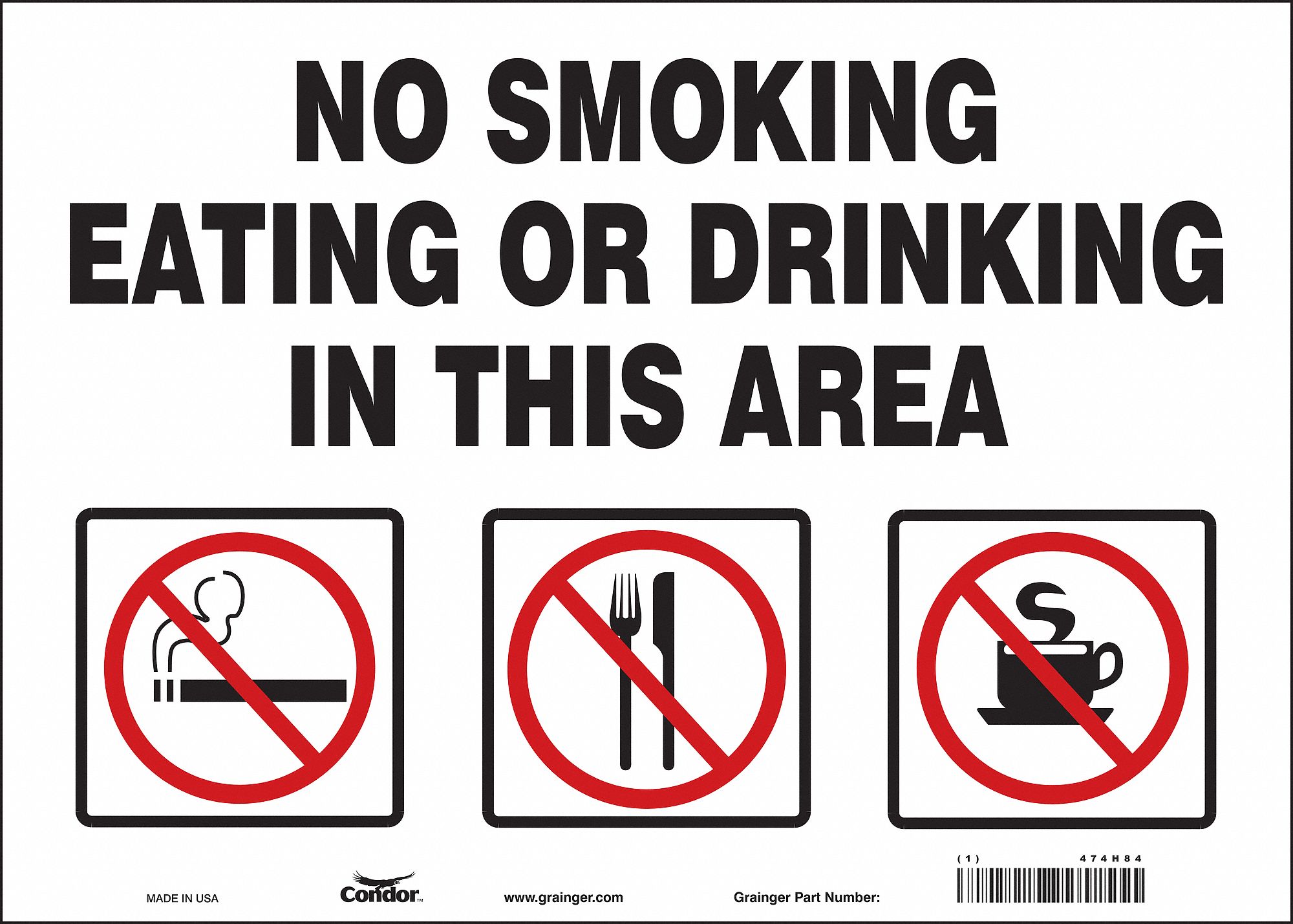 Safety Sign: Vinyl, Adhesive Sign Mounting, 10 in x 14 in Nominal Sign Size, Not Retroreflective