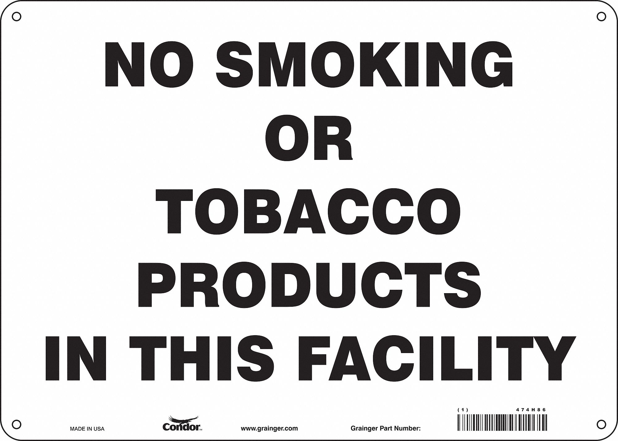 Safety Sign: Aluminum, Mounting Holes Sign Mounting, 10 in x 14 in Nominal Sign Size, 0.032 in Thick