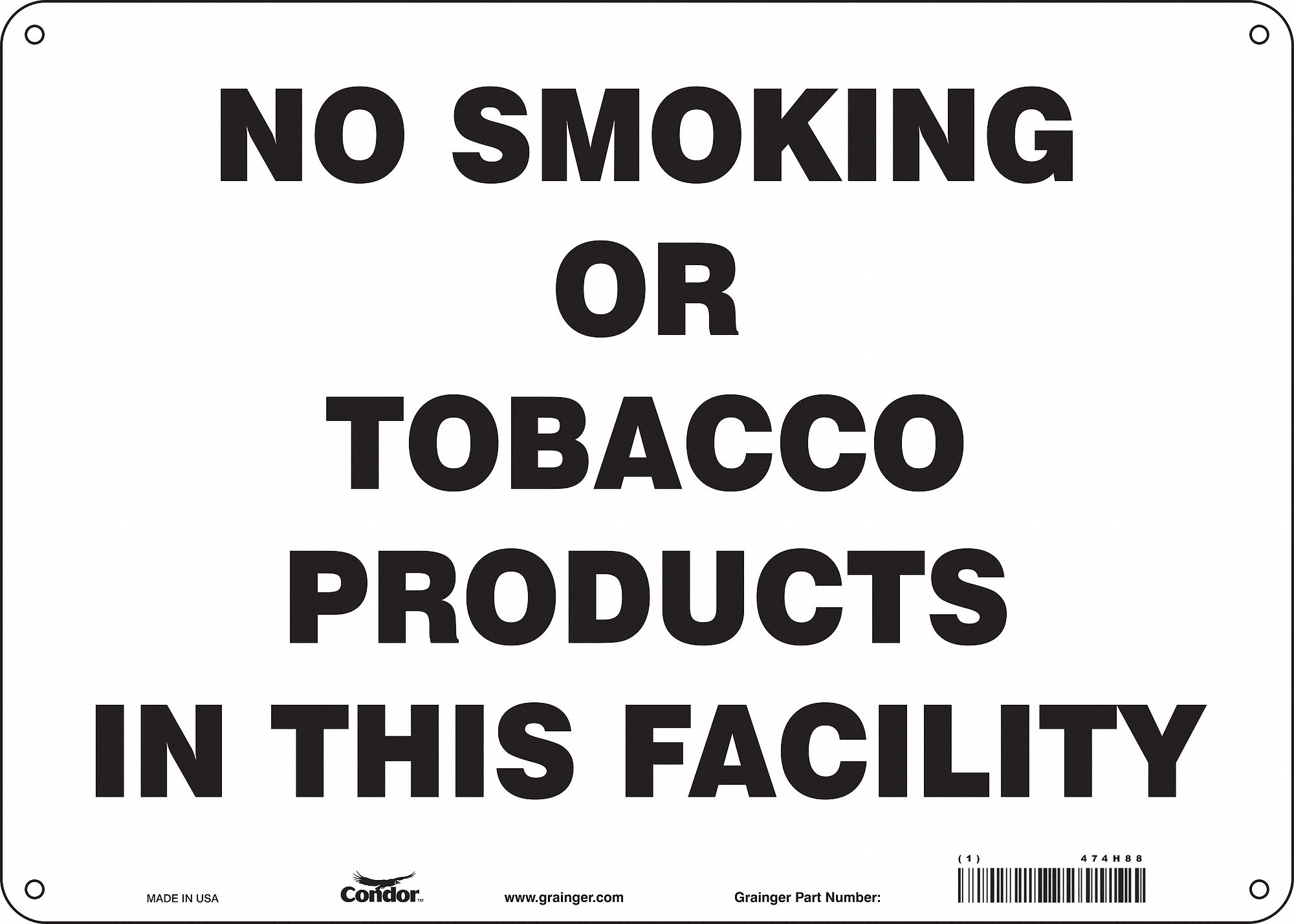 Safety Sign: Polyethylene, Mounting Holes Sign Mounting, 10 in x 14 in Nominal Sign Size