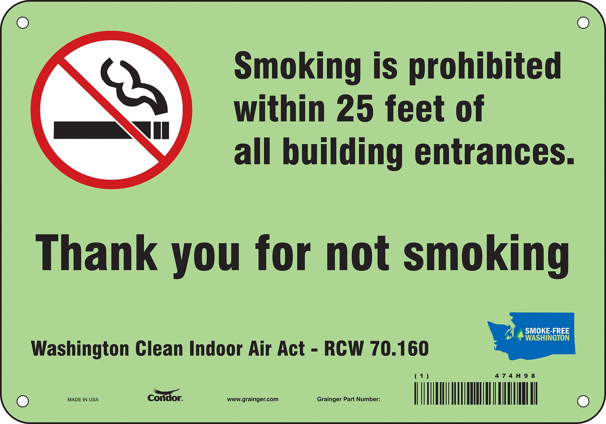 Safety Sign: Aluminum, Mounting Holes Sign Mounting, 7 in x 10 in Nominal Sign Size, 0.032 in Thick