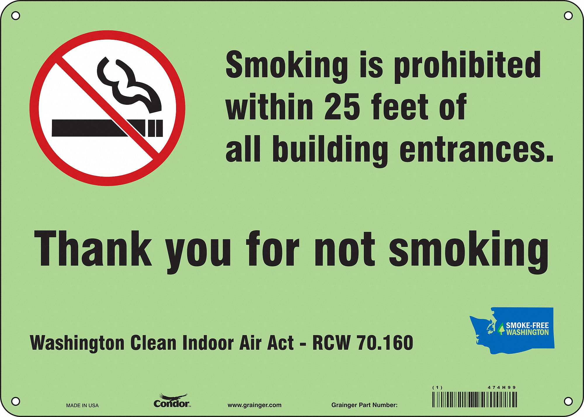 Safety Sign: Aluminum, Mounting Holes Sign Mounting, 10 in x 14 in Nominal Sign Size, 0.032 in Thick