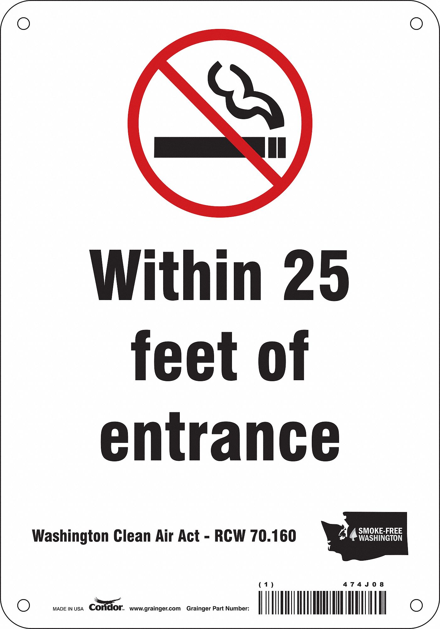 Safety Sign: Polyethylene, Mounting Holes Sign Mounting, 10 in x 7 in Nominal Sign Size
