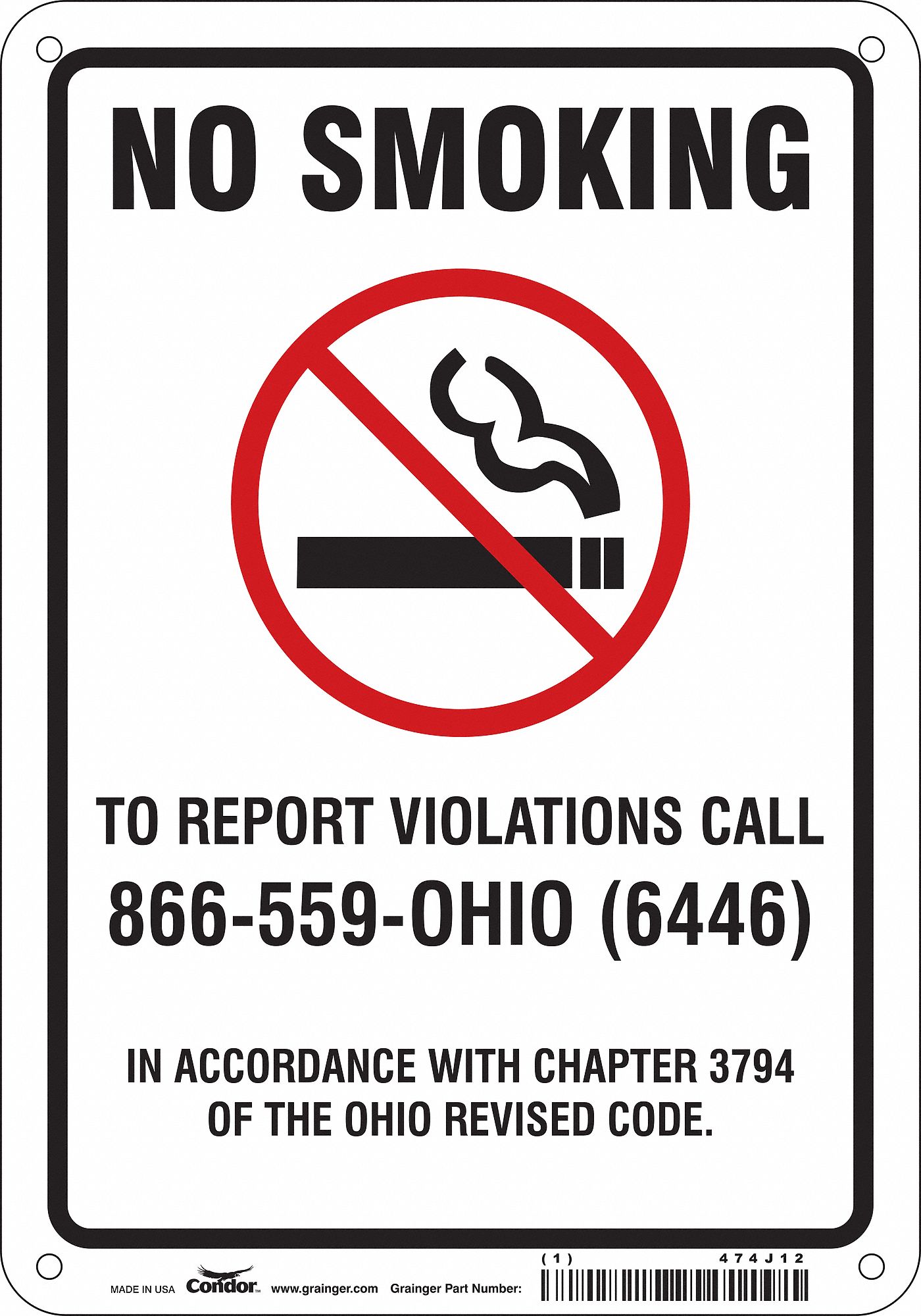 Safety Sign: Aluminum, Mounting Holes Sign Mounting, 10 in x 7 in Nominal Sign Size, 0.032 in Thick