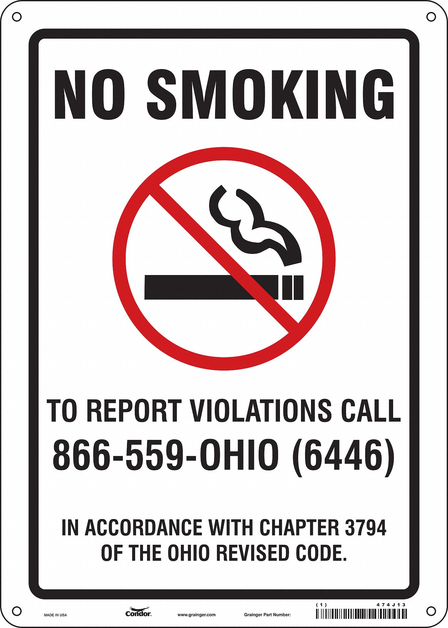 Safety Sign: Aluminum, Mounting Holes Sign Mounting, 14 in x 10 in Nominal Sign Size, 0.032 in Thick