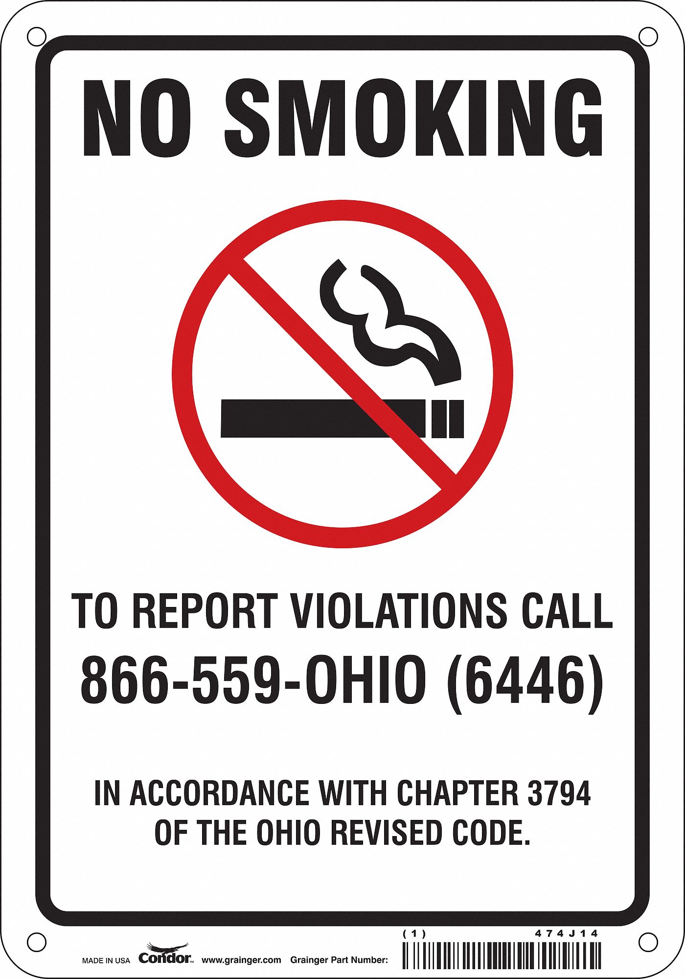 Safety Sign: Polyethylene, Mounting Holes Sign Mounting, 10 in x 7 in Nominal Sign Size