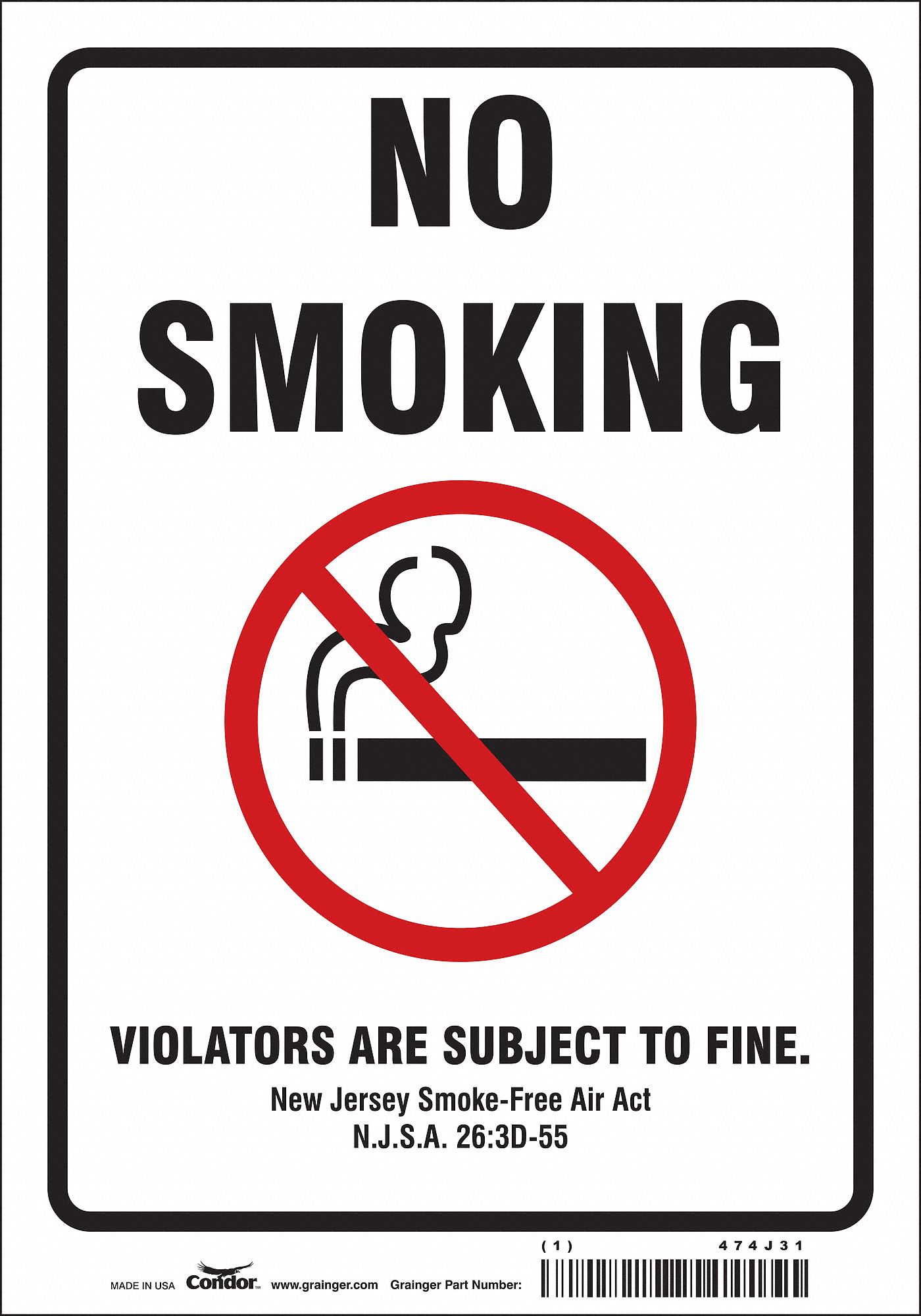 Safety Sign: Vinyl, Adhesive Sign Mounting, 10 in x 7 in Nominal Sign Size, Not Retroreflective