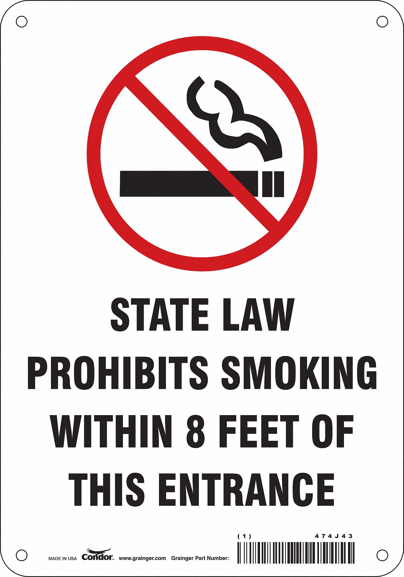 Safety Sign: Polyethylene, Mounting Holes Sign Mounting, 10 in x 7 in Nominal Sign Size