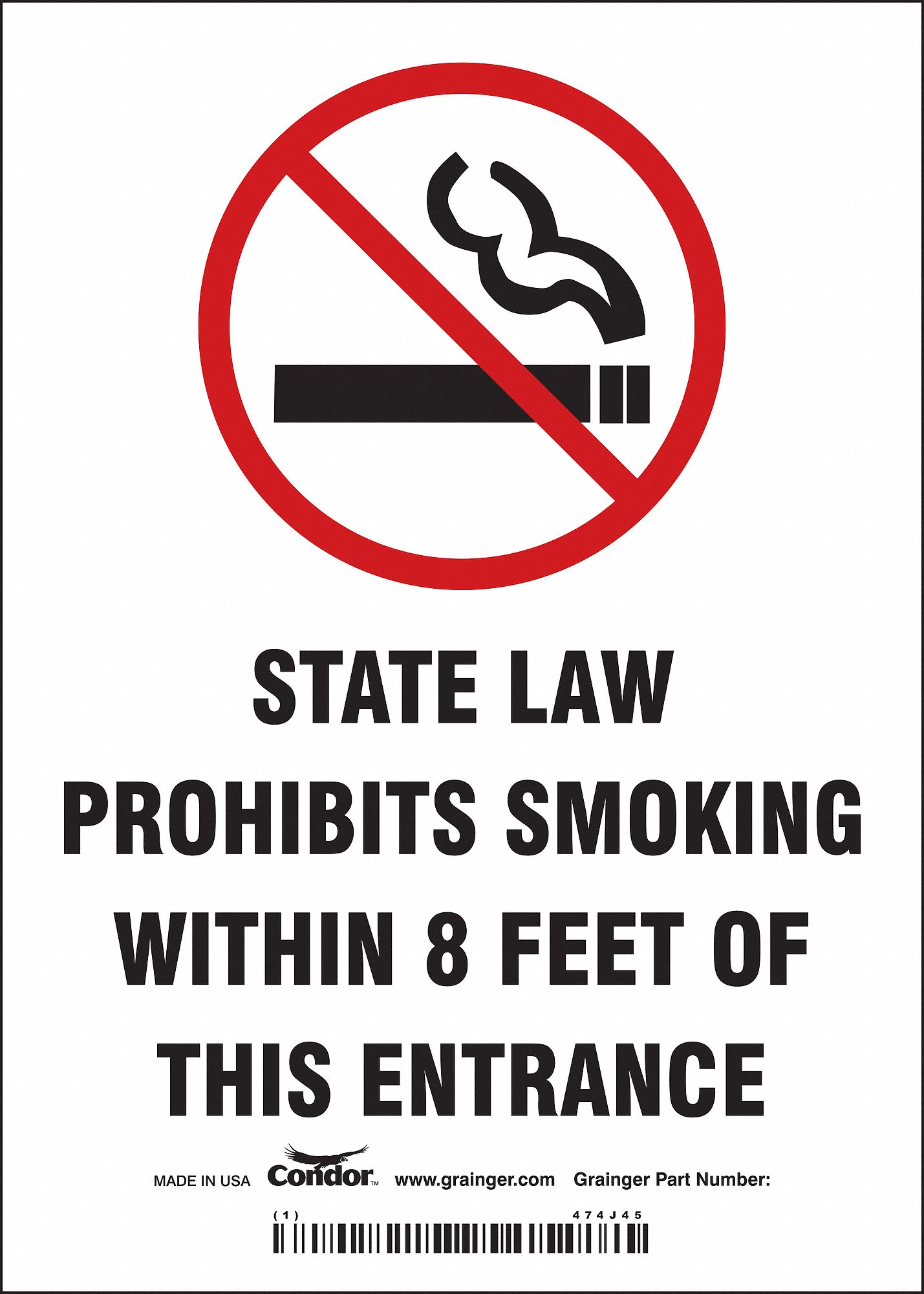 Safety Sign: Vinyl, Adhesive Sign Mounting, 7 in x 5 in Nominal Sign Size, Not Retroreflective