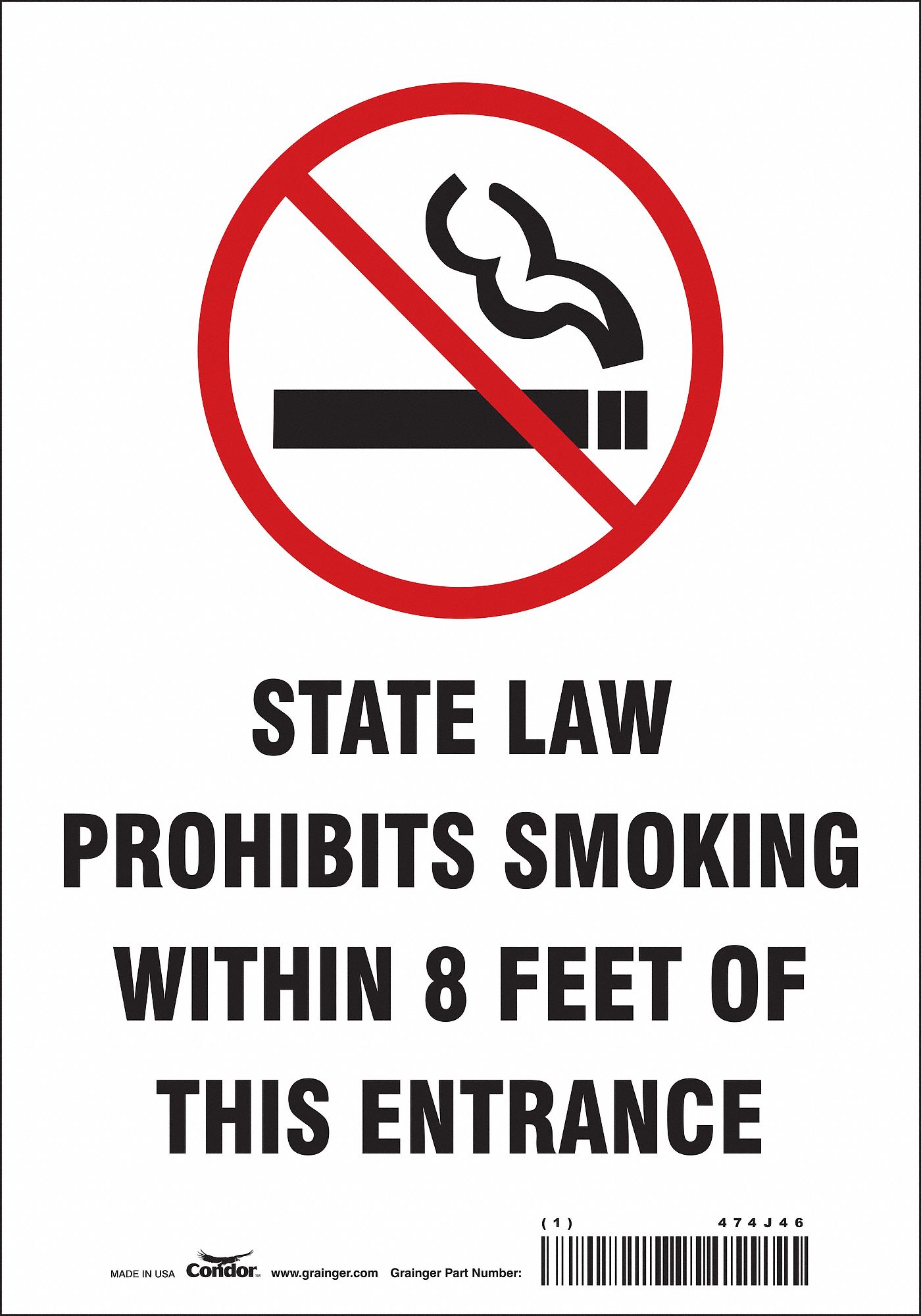 Safety Sign: Vinyl, Adhesive Sign Mounting, 10 in x 7 in Nominal Sign Size, Not Retroreflective