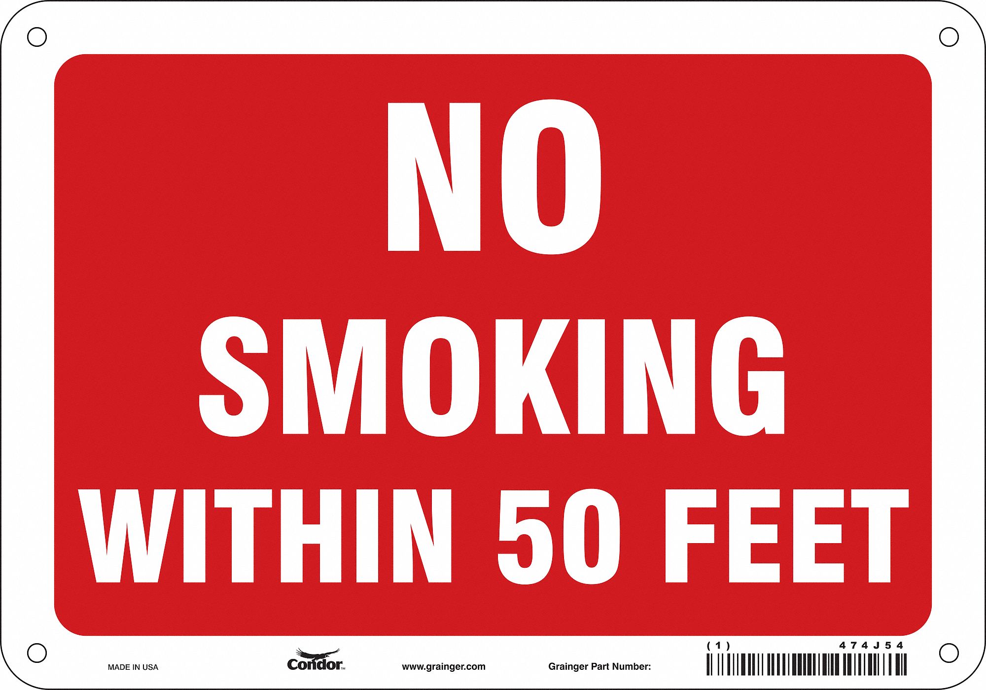 Safety Sign: Aluminum, Mounting Holes Sign Mounting, 7 in x 10 in Nominal Sign Size, 0.032 in Thick