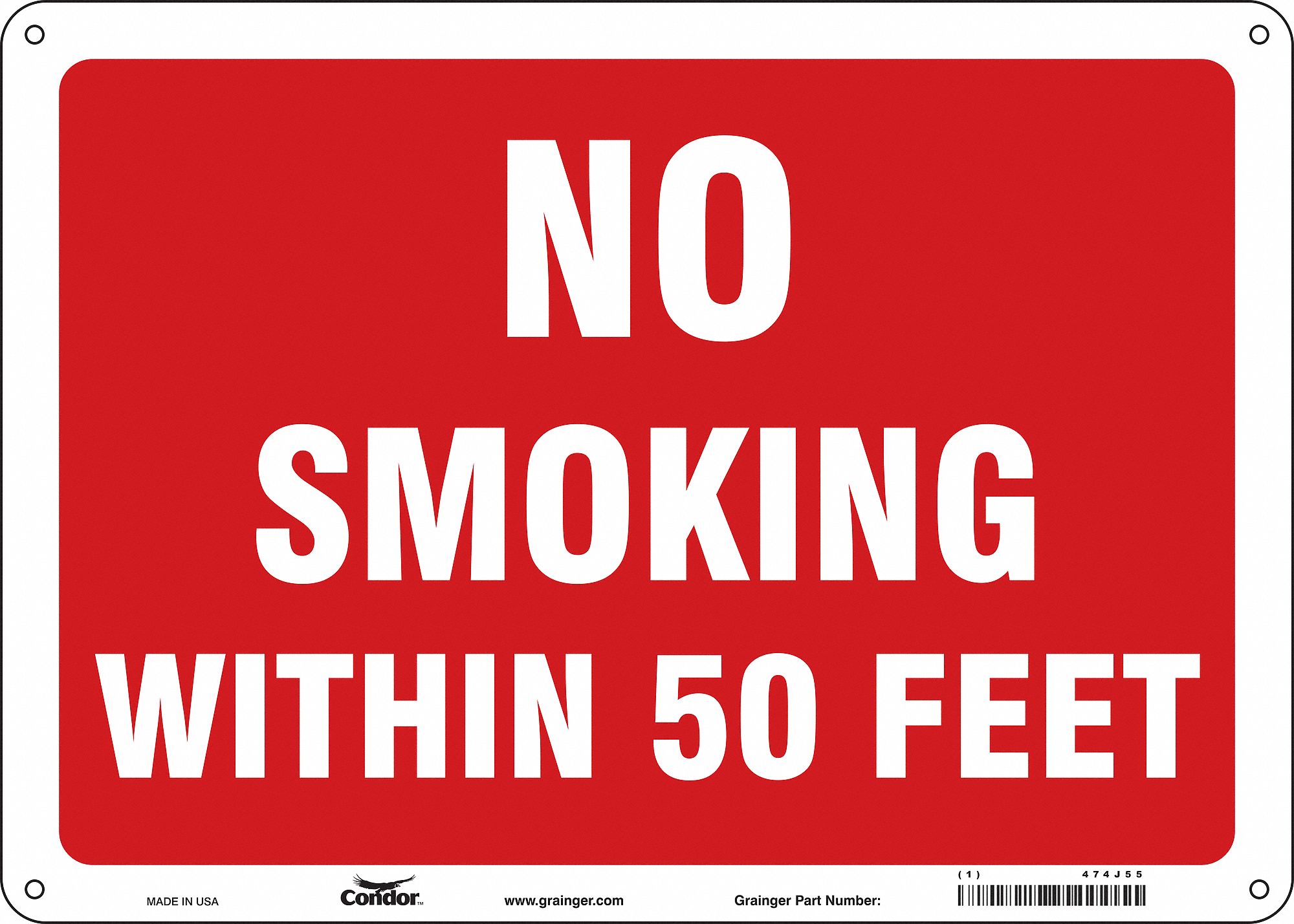 Safety Sign: Aluminum, Mounting Holes Sign Mounting, 10 in x 14 in Nominal Sign Size, 0.032 in Thick