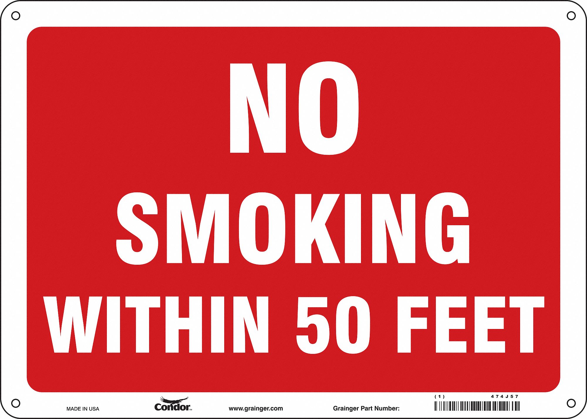 Safety Sign: Polyethylene, Mounting Holes Sign Mounting, 10 in x 14 in Nominal Sign Size