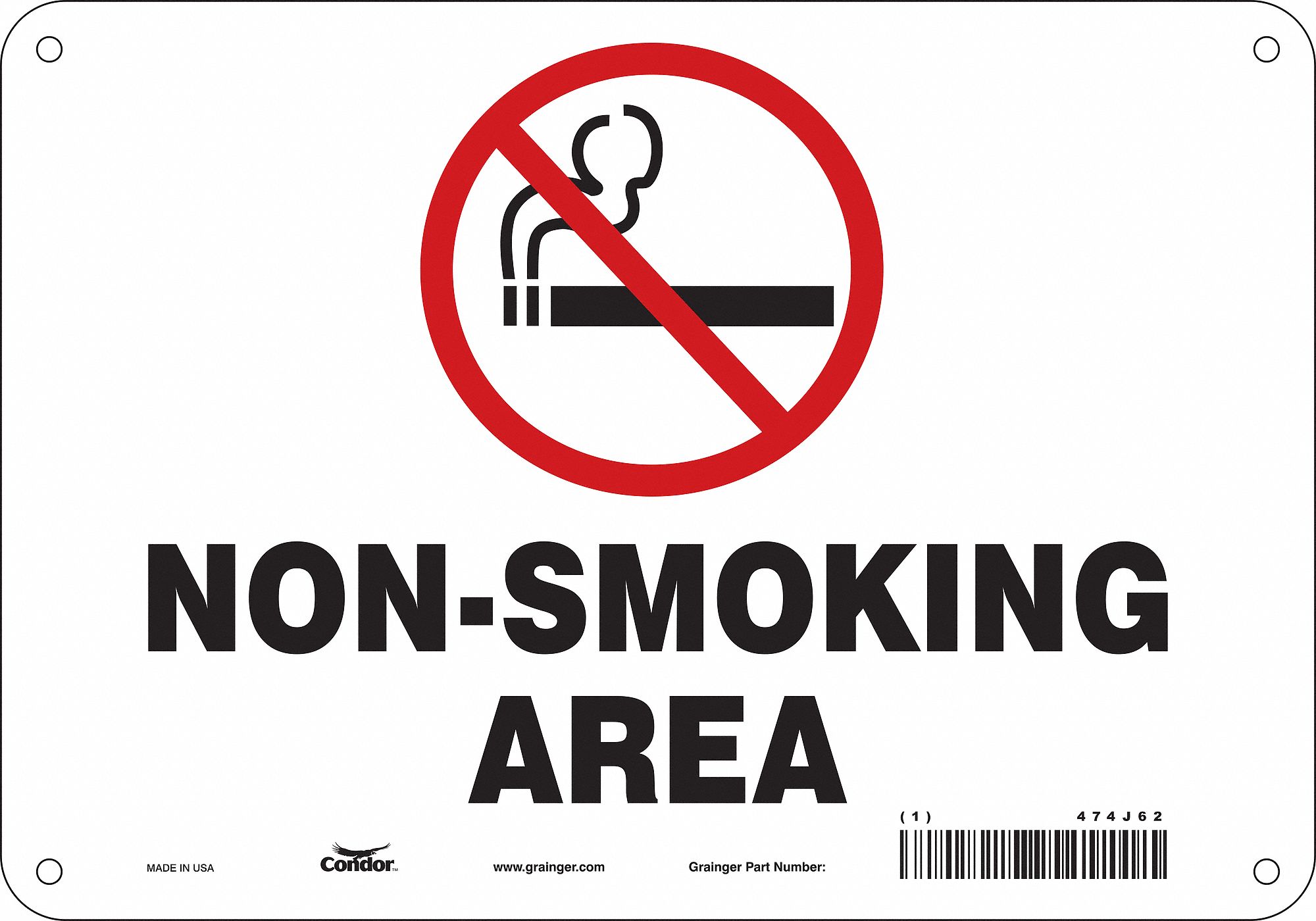 Safety Sign: Polyethylene, Mounting Holes Sign Mounting, 7 in x 10 in Nominal Sign Size
