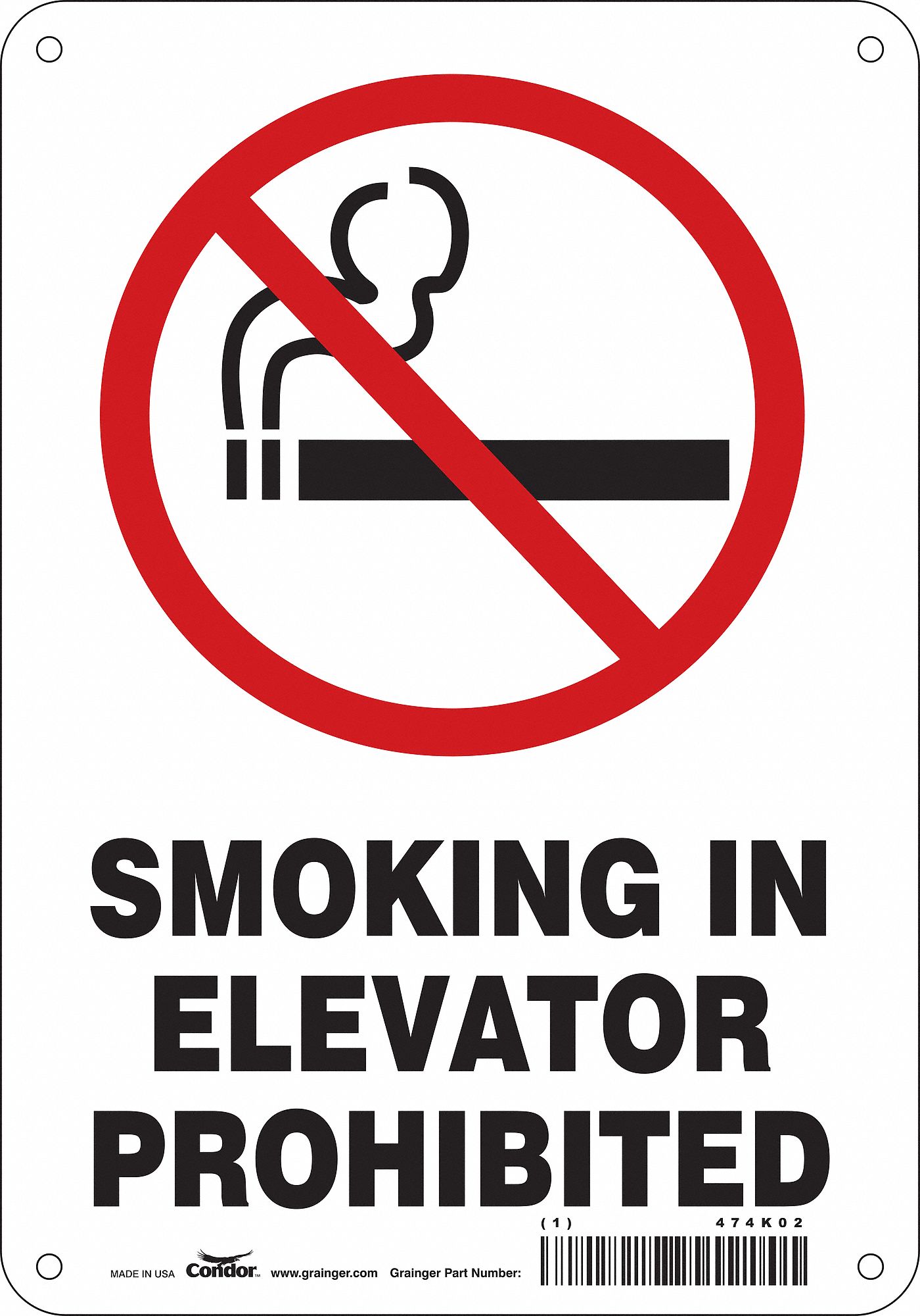 Safety Sign: Polyethylene, Mounting Holes Sign Mounting, 10 in x 7 in Nominal Sign Size