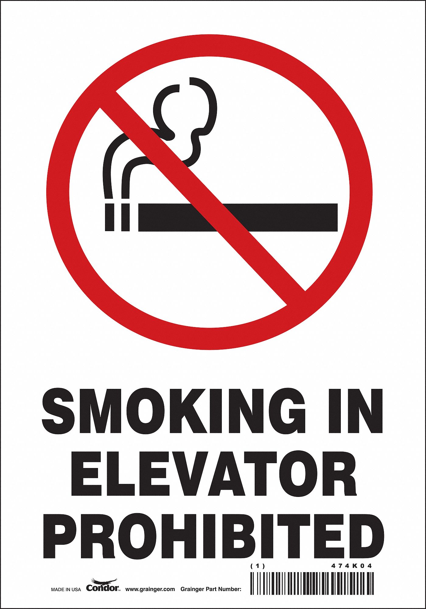 Safety Sign: Vinyl, Adhesive Sign Mounting, 10 in x 7 in Nominal Sign Size, Not Retroreflective