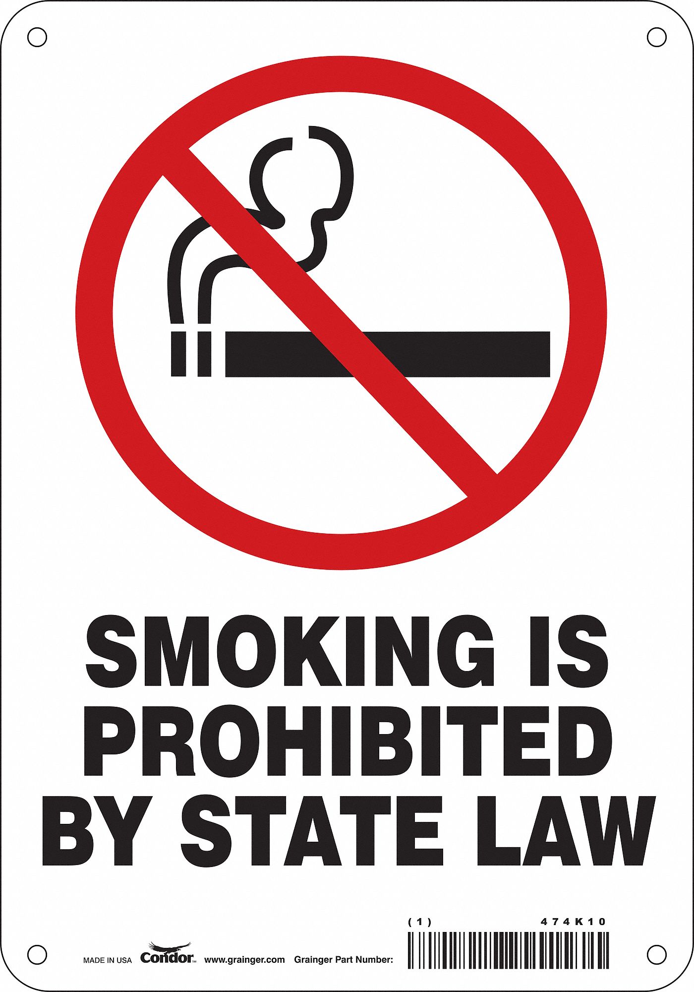 Safety Sign: Polyethylene, Mounting Holes Sign Mounting, 10 in x 7 in Nominal Sign Size