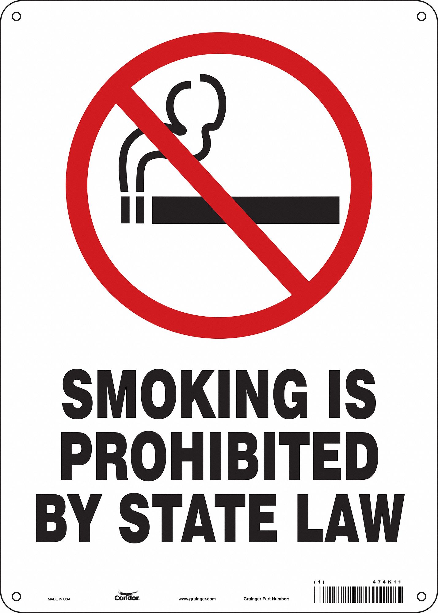 Safety Sign: Polyethylene, Mounting Holes Sign Mounting, 14 in x 10 in Nominal Sign Size