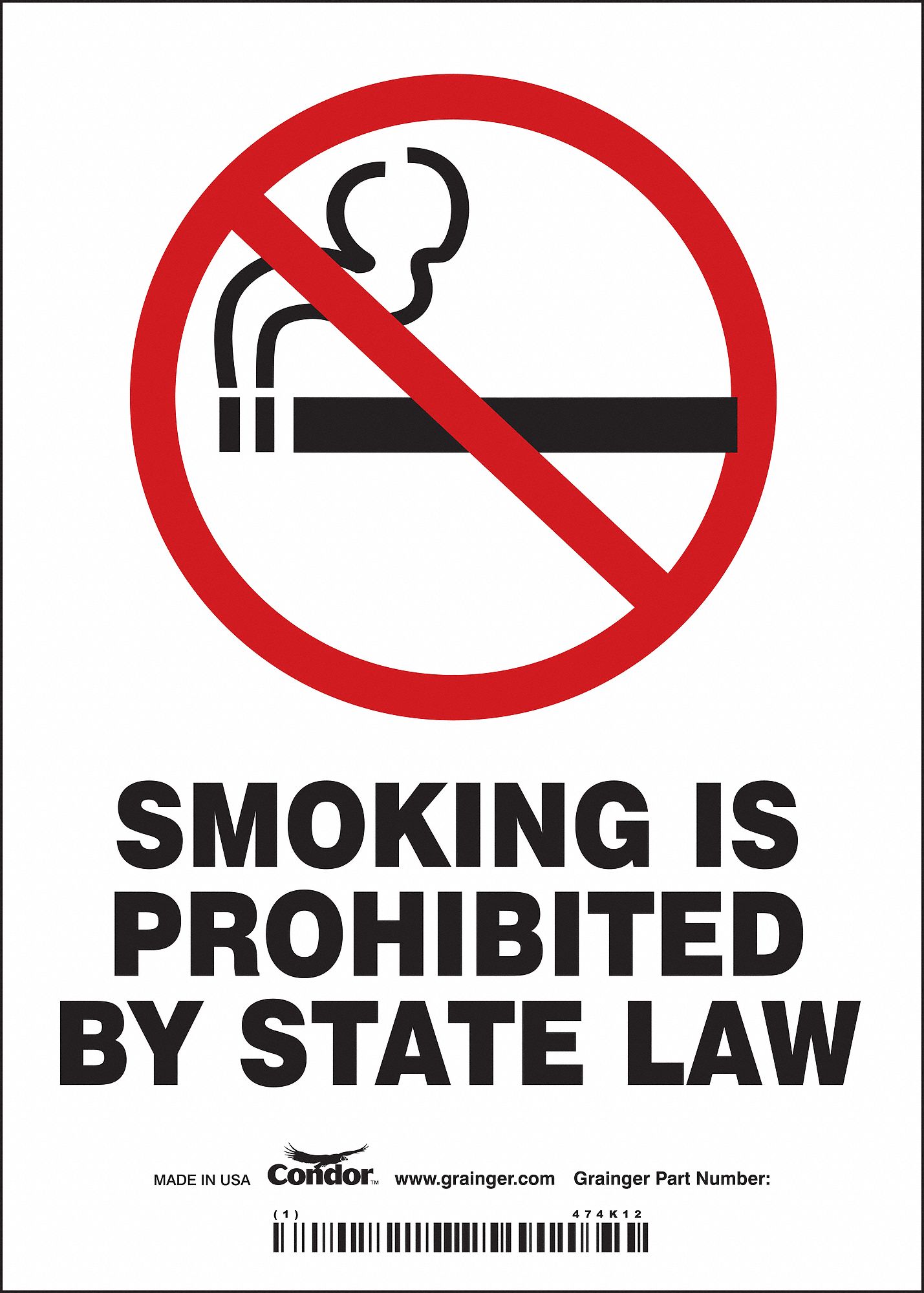 Safety Sign: Vinyl, Adhesive Sign Mounting, 7 in x 5 in Nominal Sign Size, Not Retroreflective