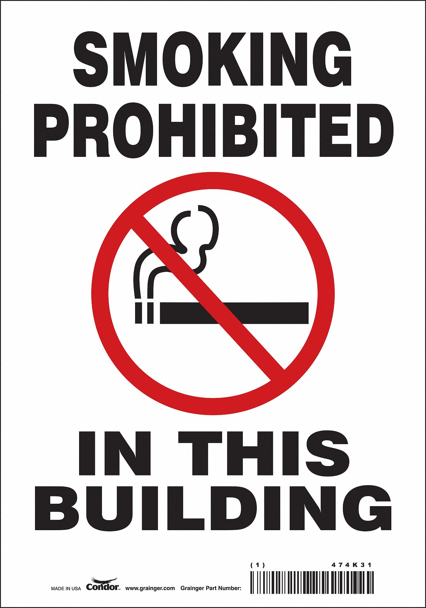 Safety Sign: Vinyl, Adhesive Sign Mounting, 10 in x 7 in Nominal Sign Size, Not Retroreflective