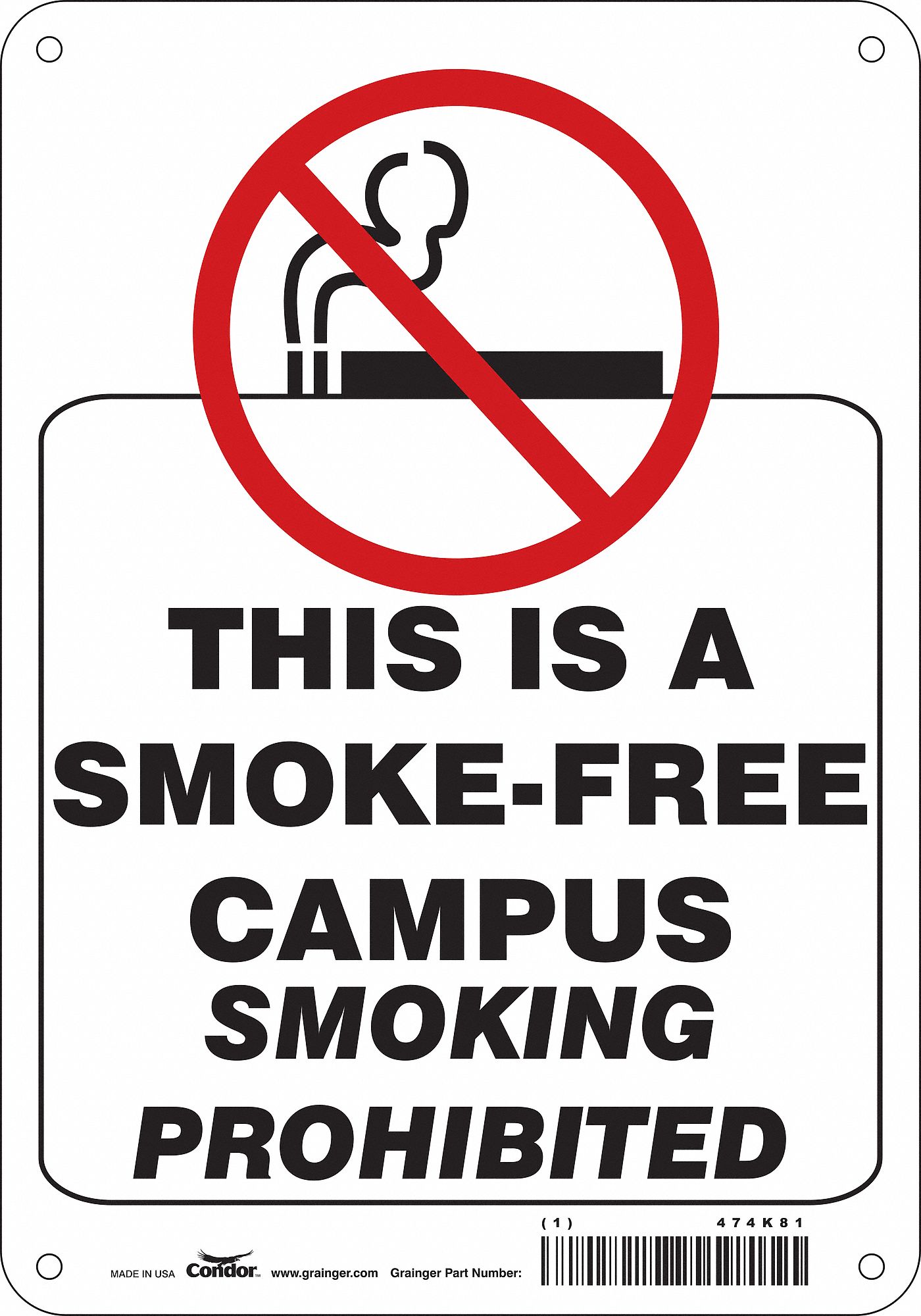 Safety Sign: Aluminum, Mounting Holes Sign Mounting, 10 in x 7 in Nominal Sign Size, 0.032 in Thick