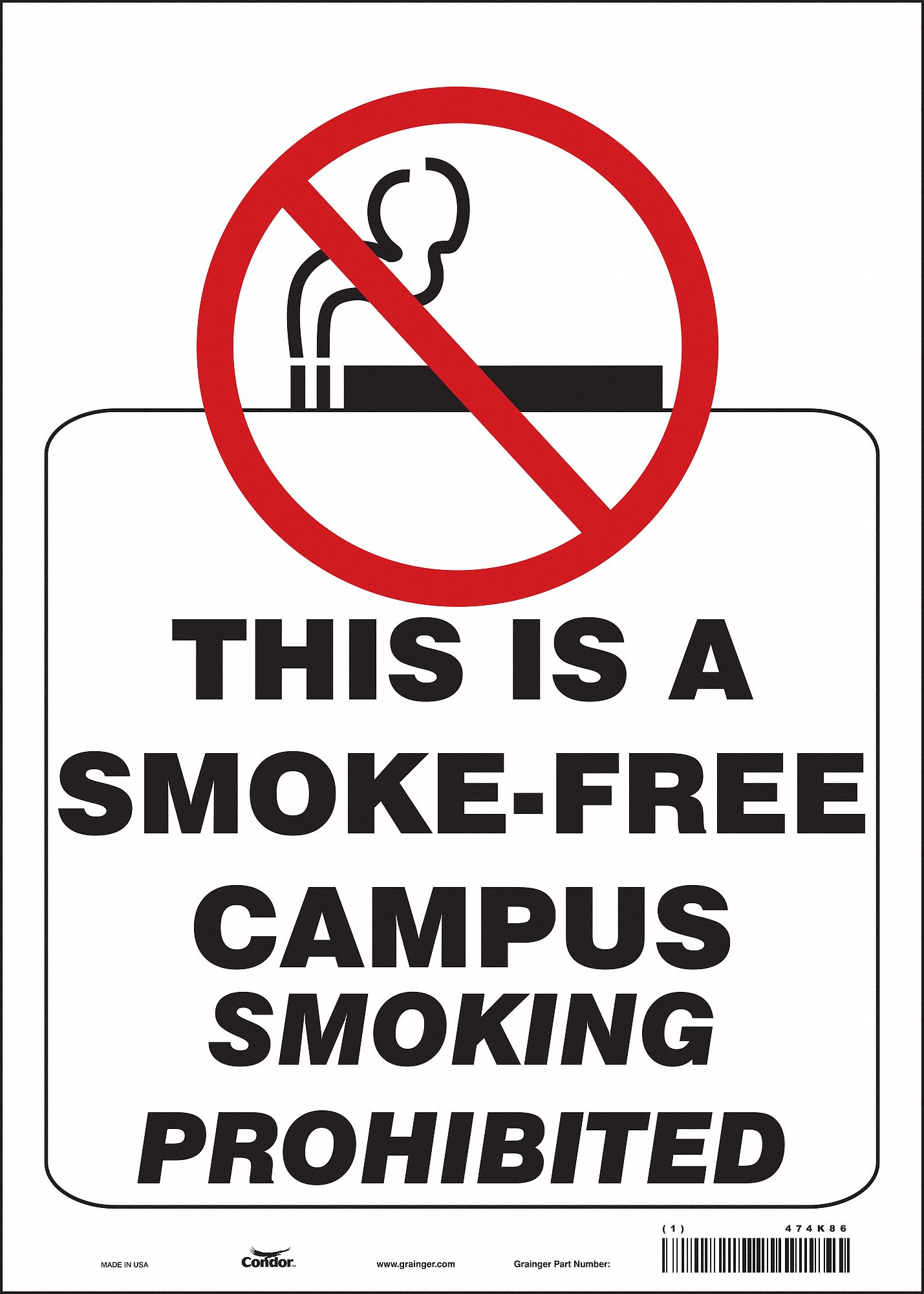 Safety Sign: Vinyl, Adhesive Sign Mounting, 14 in x 10 in Nominal Sign Size, Not Retroreflective