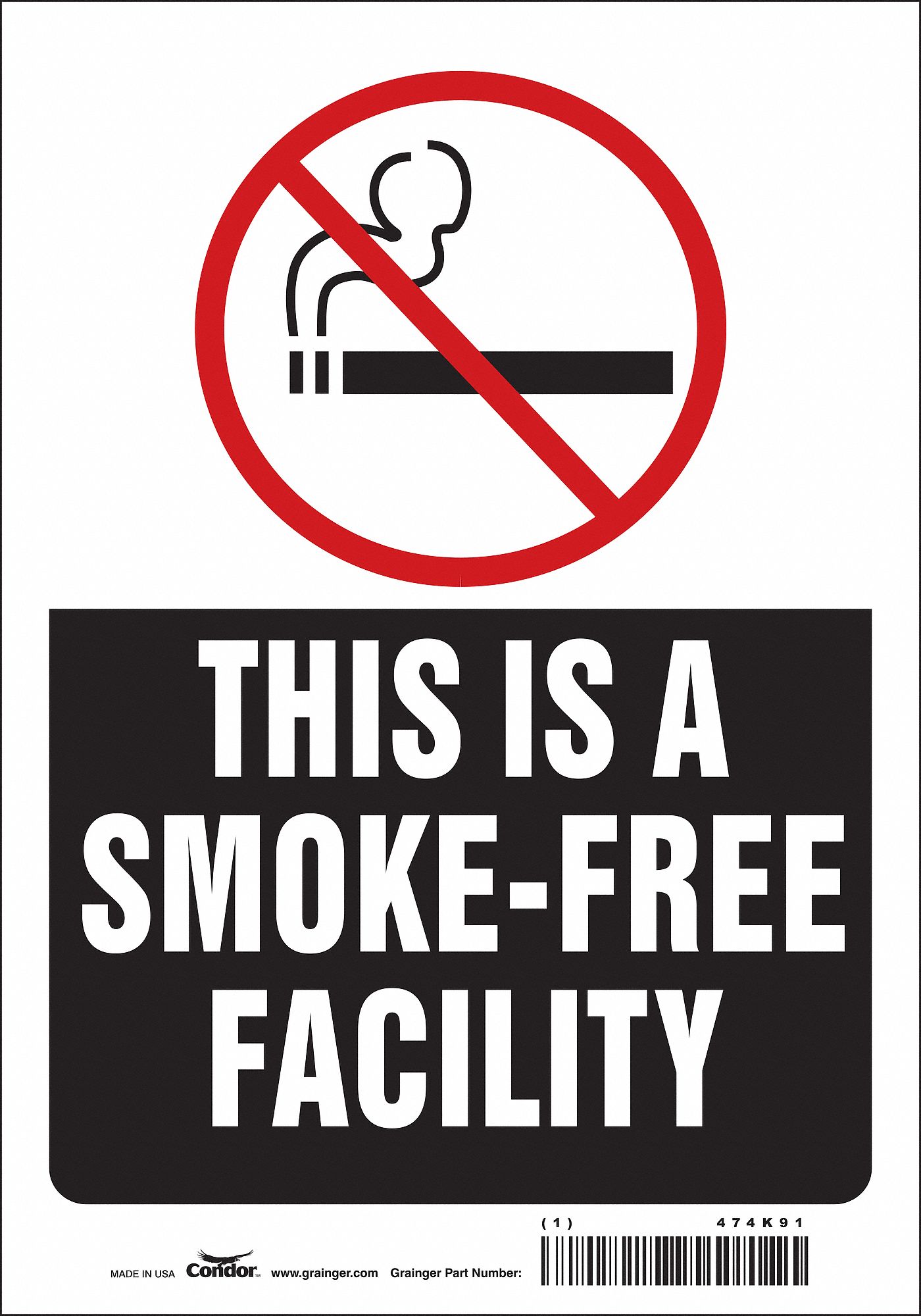 Safety Sign: Vinyl, Adhesive Sign Mounting, 10 in x 7 in Nominal Sign Size, Not Retroreflective
