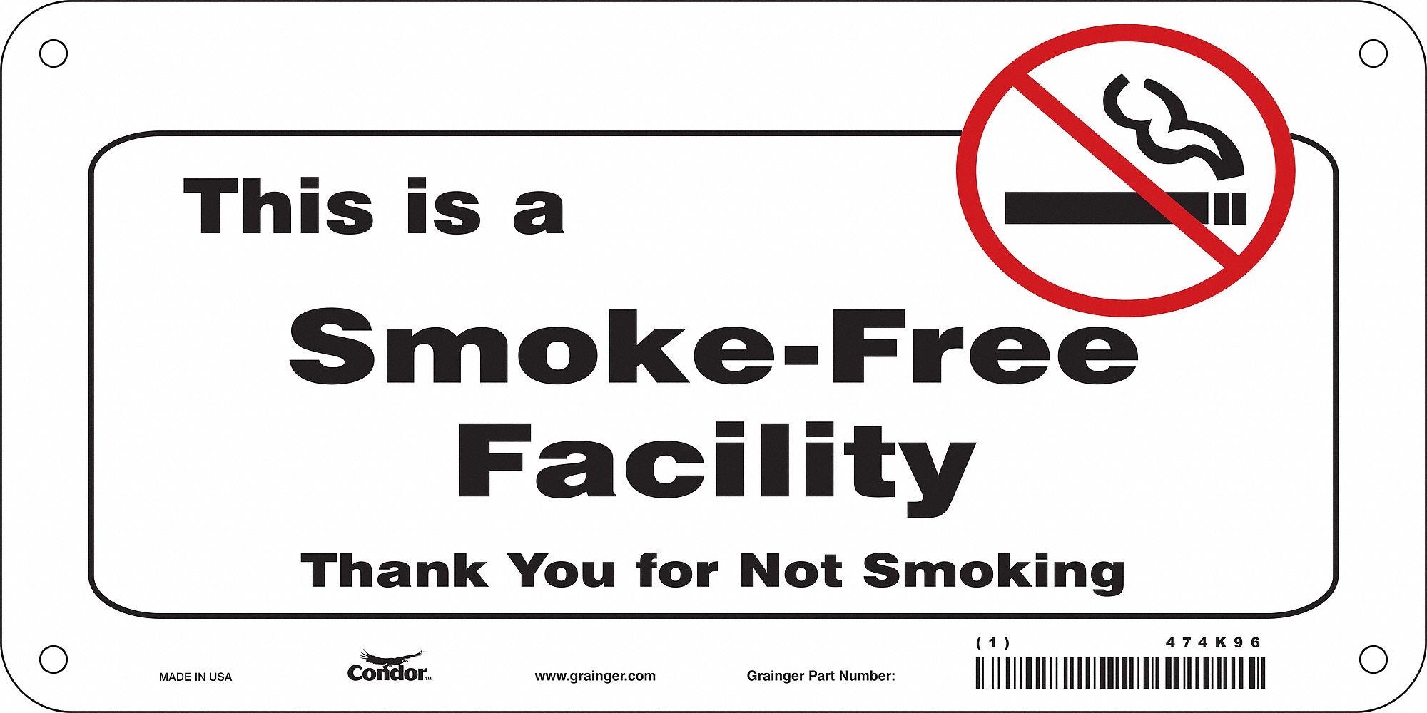 Safety Sign, 5 in x 10 in, Polyethylene