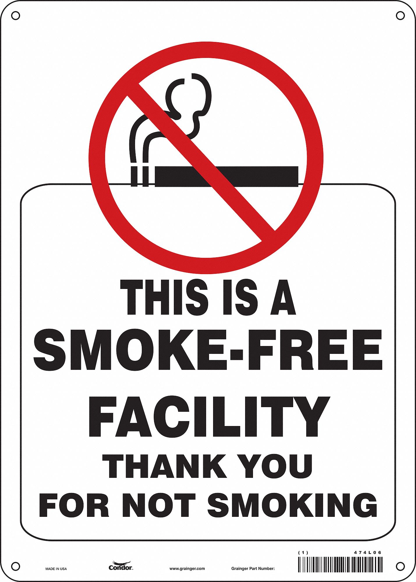 Safety Sign: Polyethylene, Mounting Holes Sign Mounting, 14 in x 10 in Nominal Sign Size