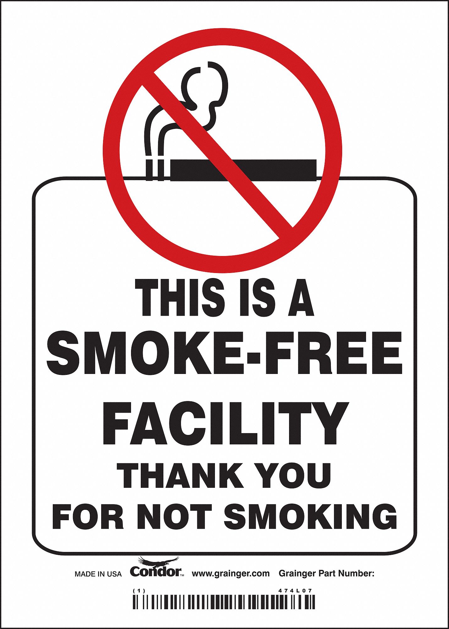 Safety Sign: Vinyl, Adhesive Sign Mounting, 7 in x 5 in Nominal Sign Size, Not Retroreflective