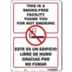 This Is A Smoke- Free Facility Thank You For Not Smoking/Este Es Un Edificio Libre De Humo Gracias Por No Fumar Signs