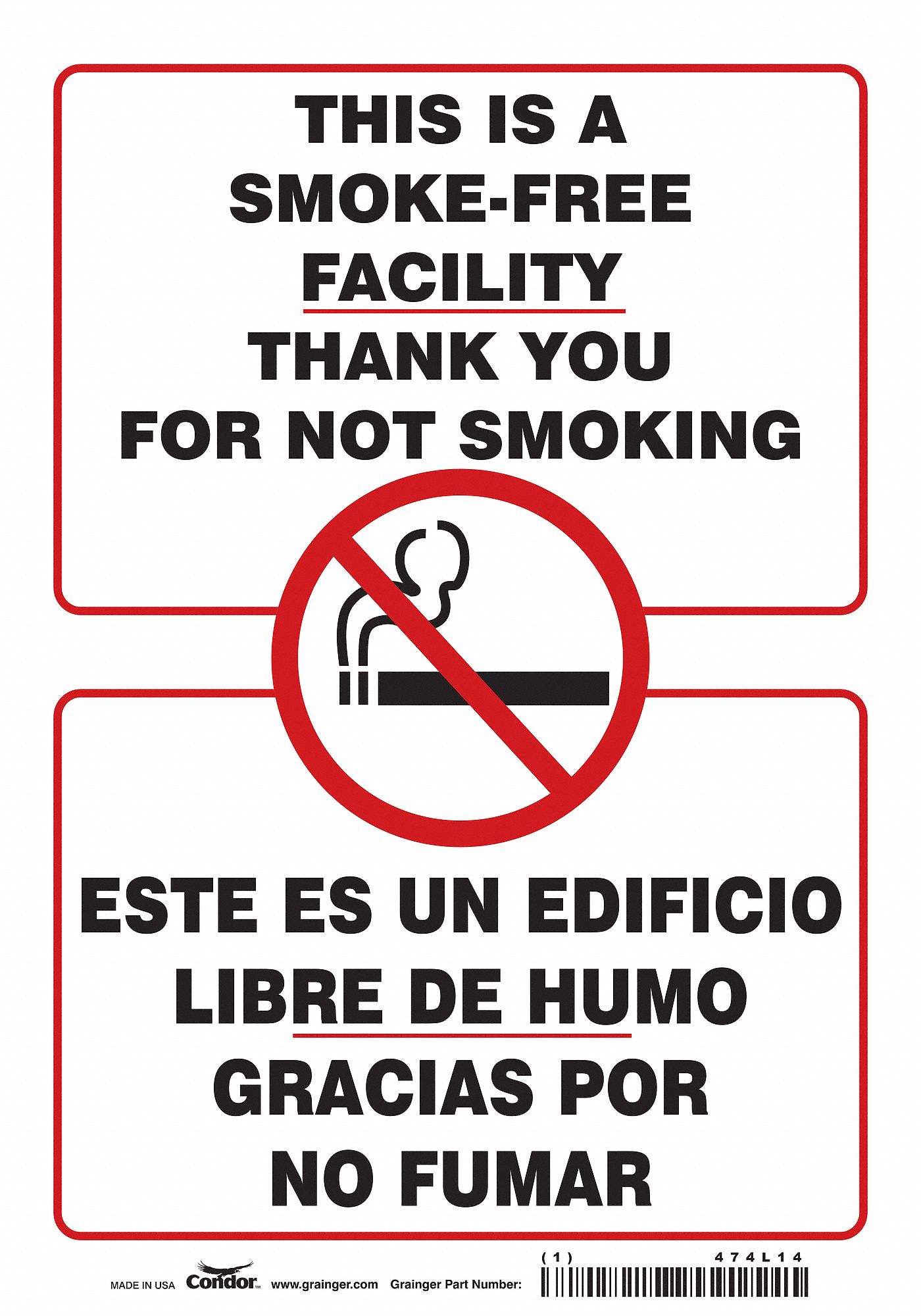 Safety Sign: Vinyl, Adhesive Sign Mounting, 10 in x 7 in Nominal Sign Size, Not Retroreflective
