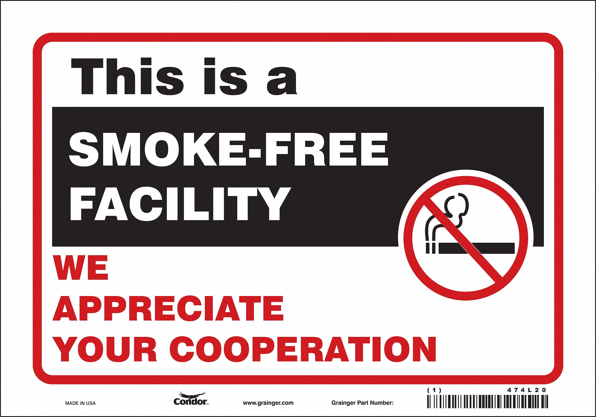 Safety Sign: Vinyl, Adhesive Sign Mounting, 7 in x 10 in Nominal Sign Size, Not Retroreflective