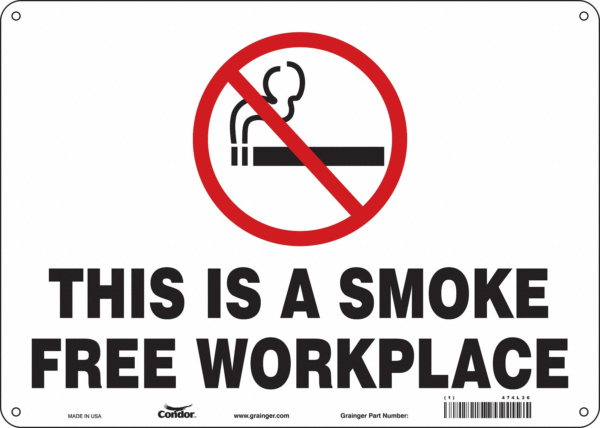 Safety Sign: Aluminum, Mounting Holes Sign Mounting, 10 in x 14 in Nominal Sign Size, 0.032 in Thick