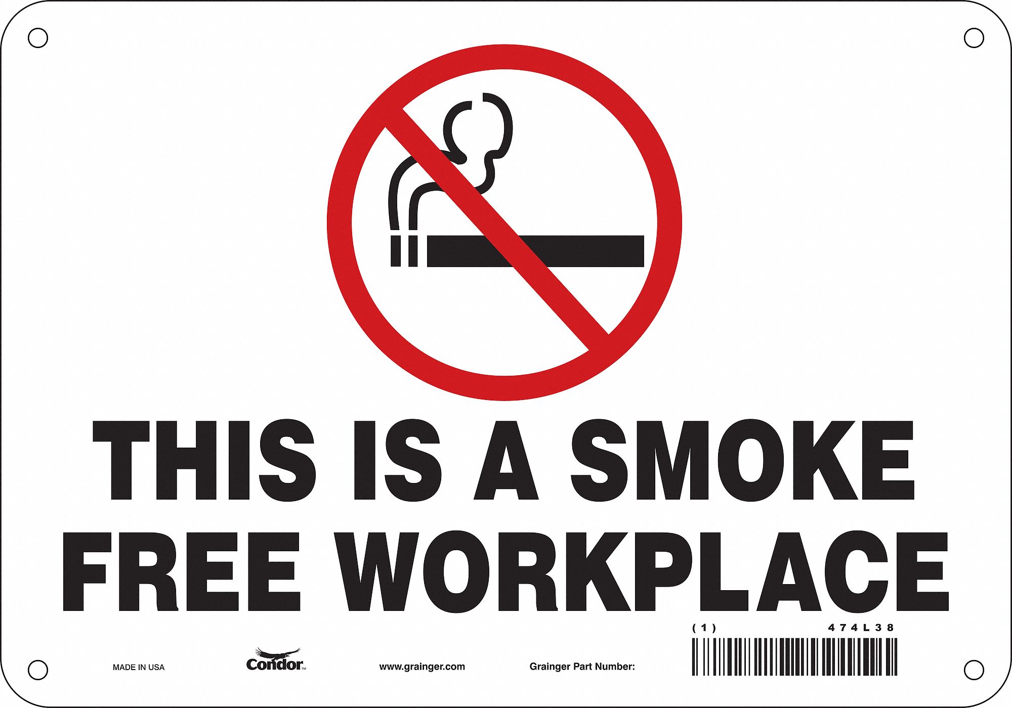Safety Sign: Polyethylene, Mounting Holes Sign Mounting, 7 in x 10 in Nominal Sign Size