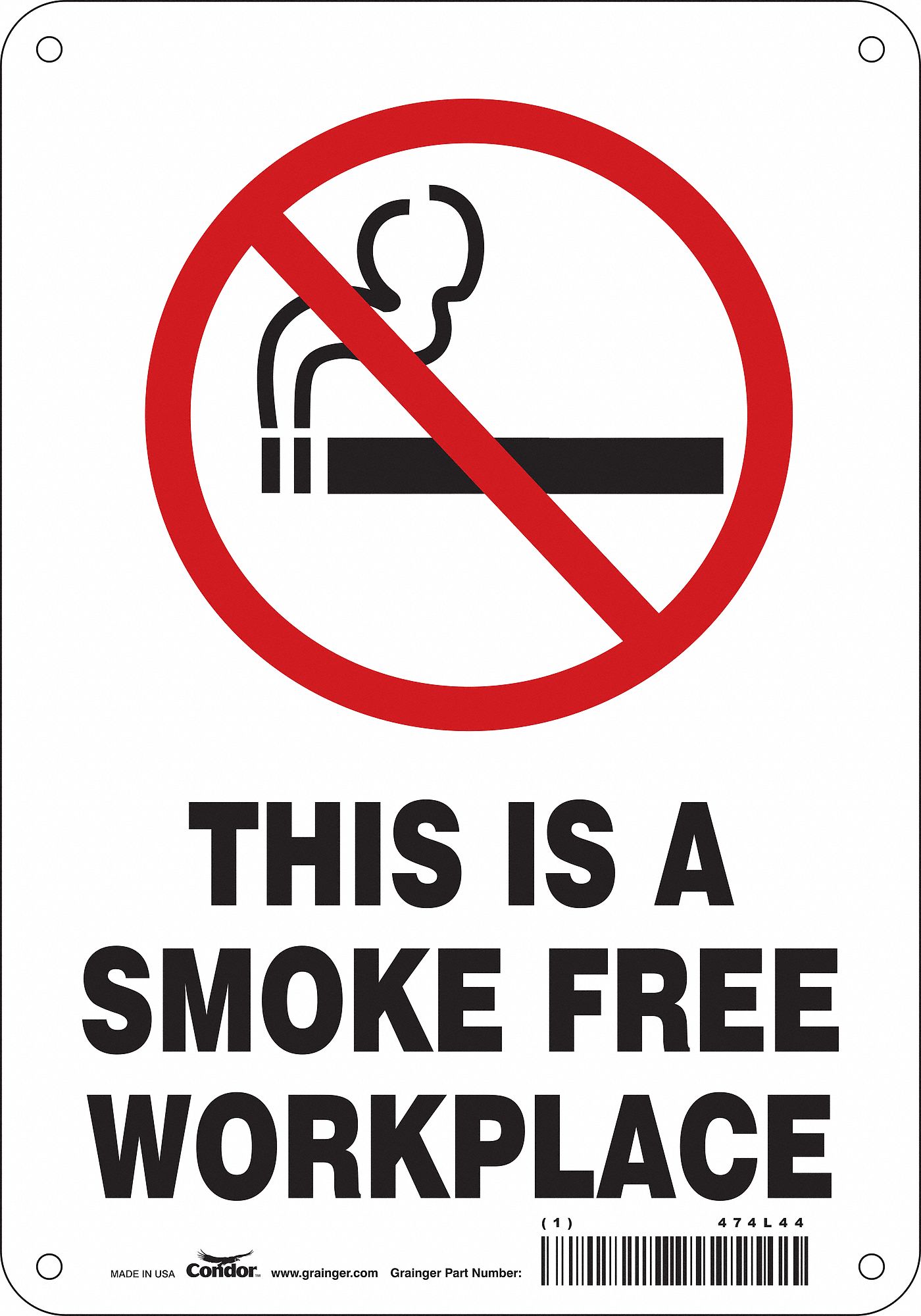 Safety Sign: Polyethylene, Mounting Holes Sign Mounting, 10 in x 7 in Nominal Sign Size