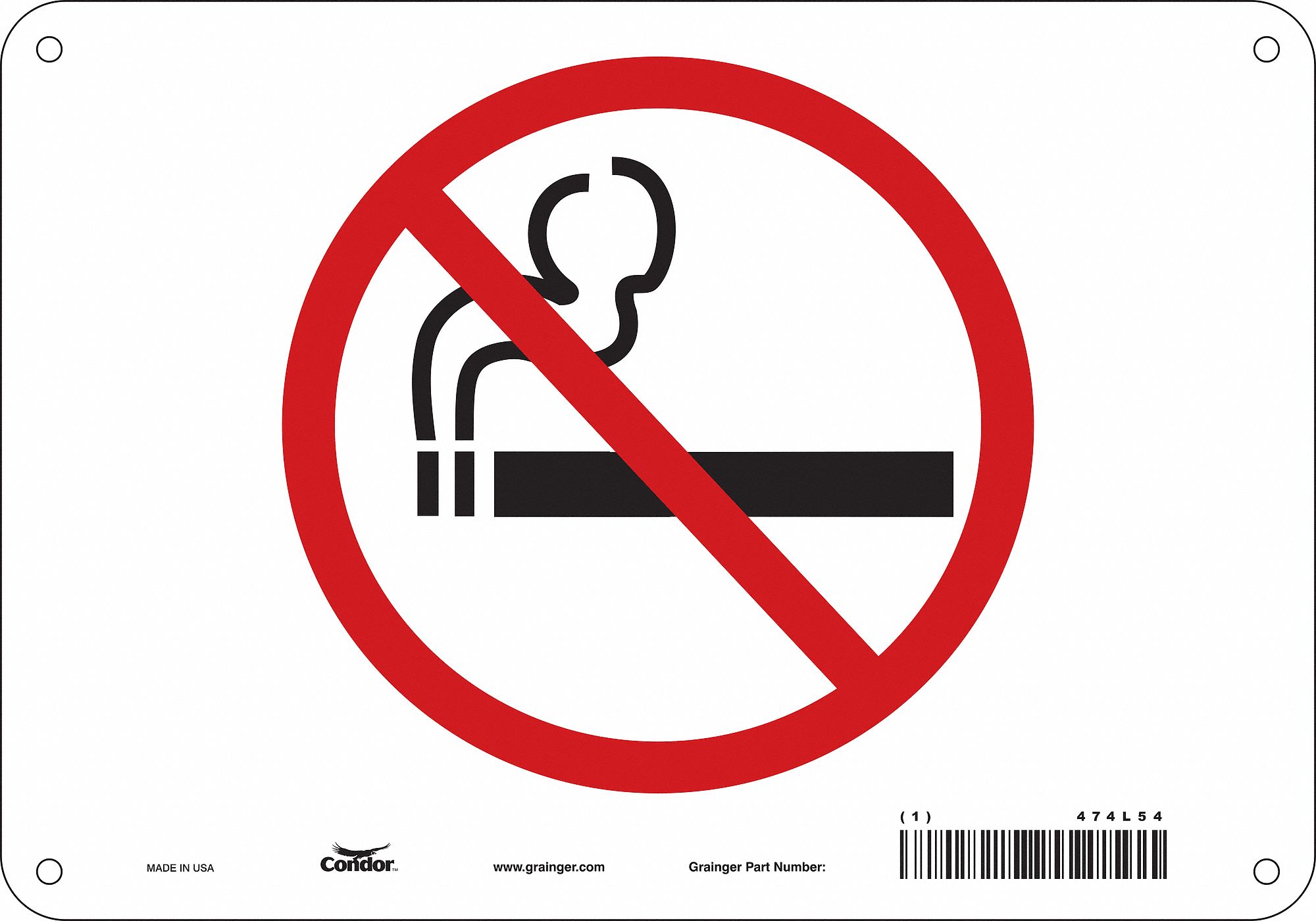 Safety Sign: Aluminum, Mounting Holes Sign Mounting, 7 in x 10 in Nominal Sign Size, 0.032 in Thick