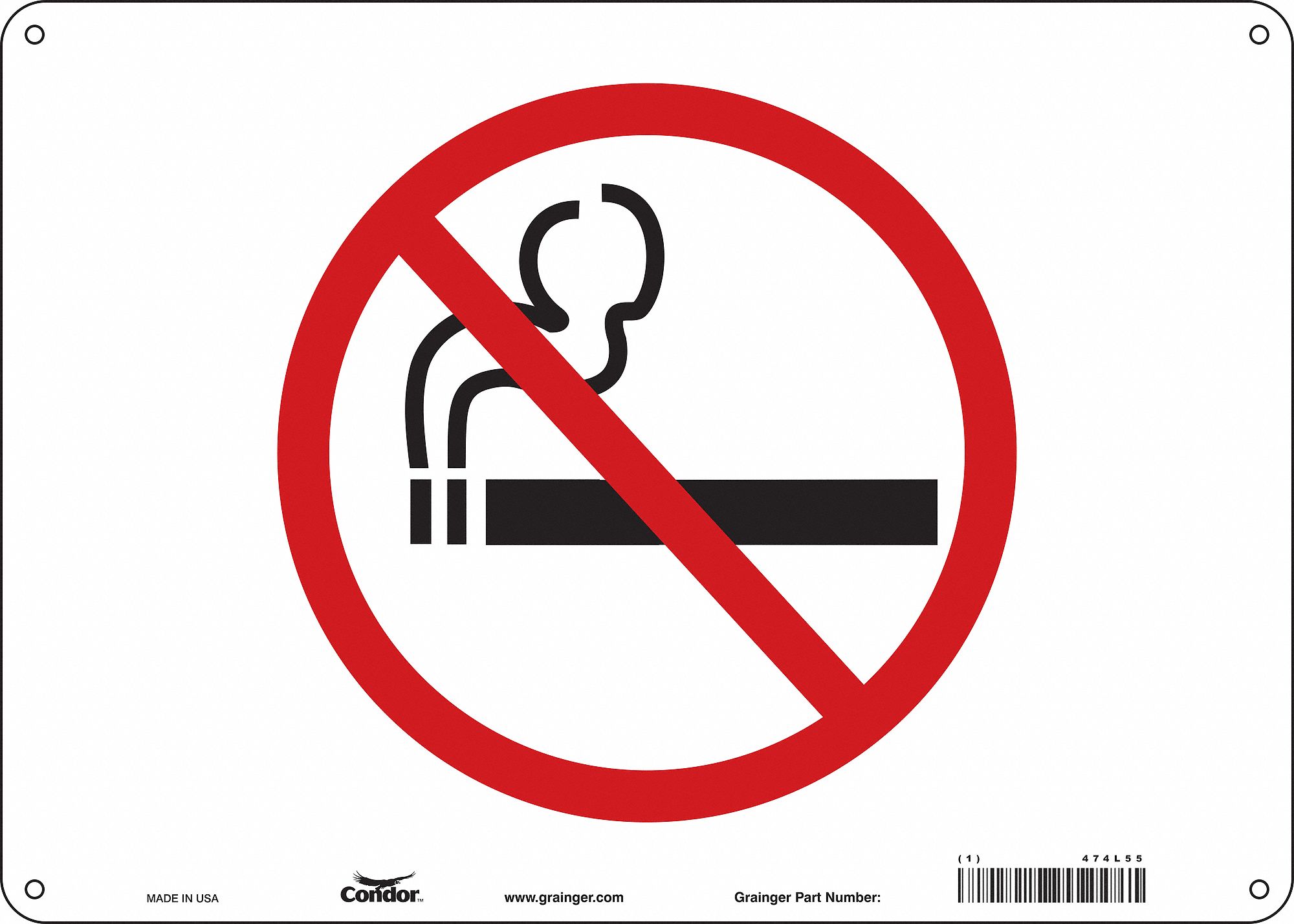 Safety Sign: Aluminum, Mounting Holes Sign Mounting, 10 in x 14 in Nominal Sign Size, 0.032 in Thick