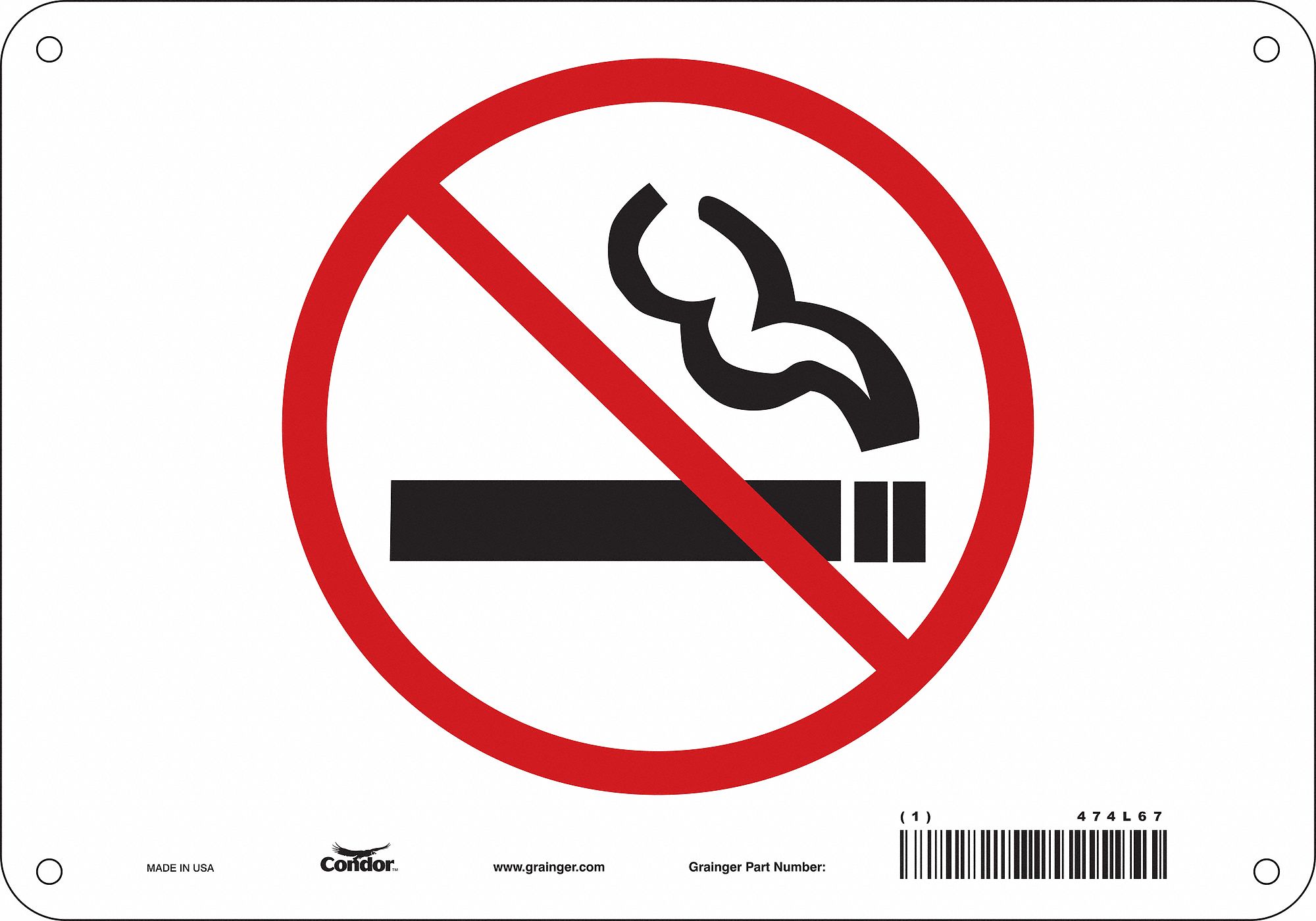 Safety Sign: Polyethylene, Mounting Holes Sign Mounting, 7 in x 10 in Nominal Sign Size