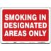 Smoking In Designated Areas Only Signs