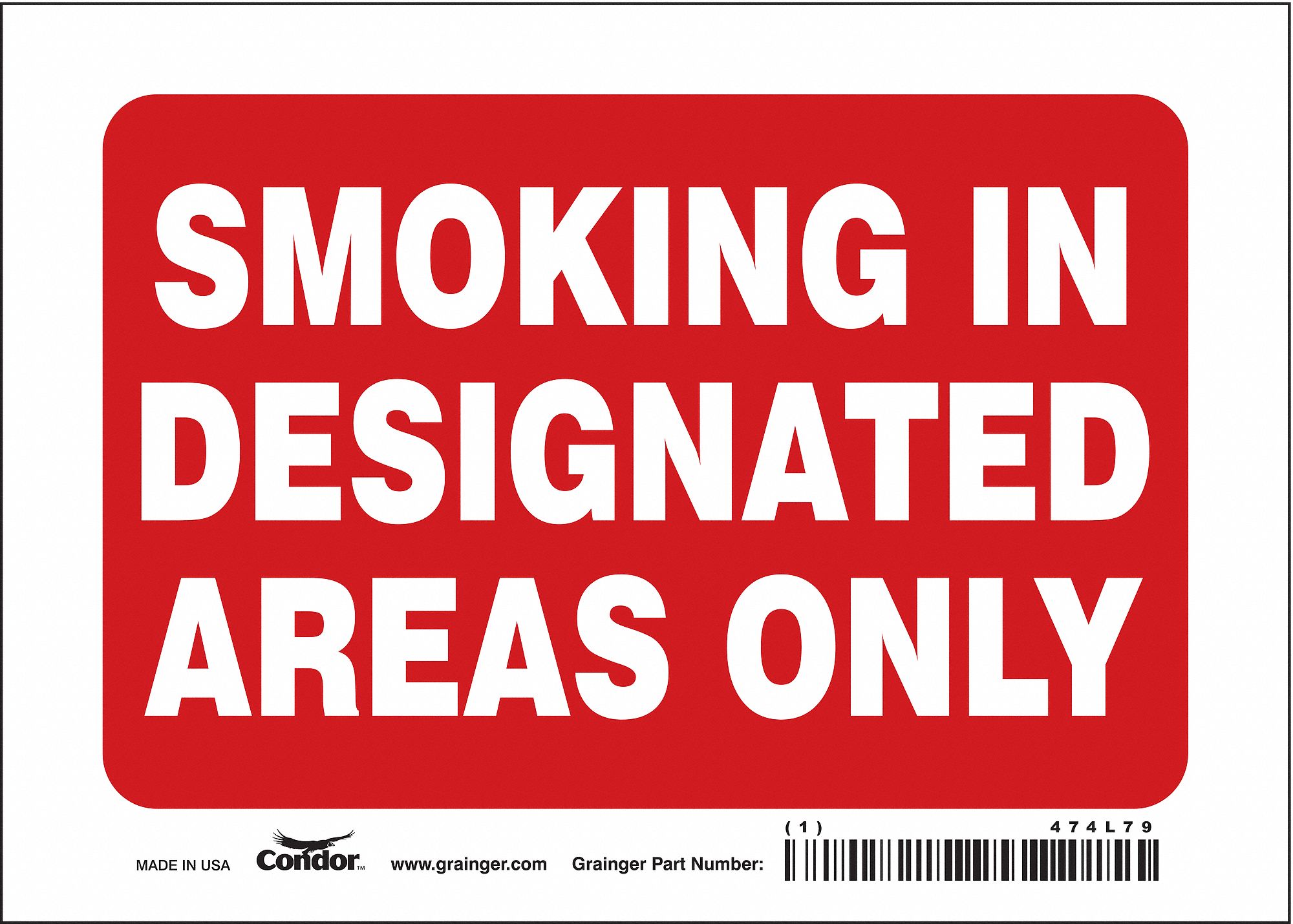 Safety Sign: Vinyl, Adhesive Sign Mounting, 5 in x 7 in Nominal Sign Size, Not Retroreflective