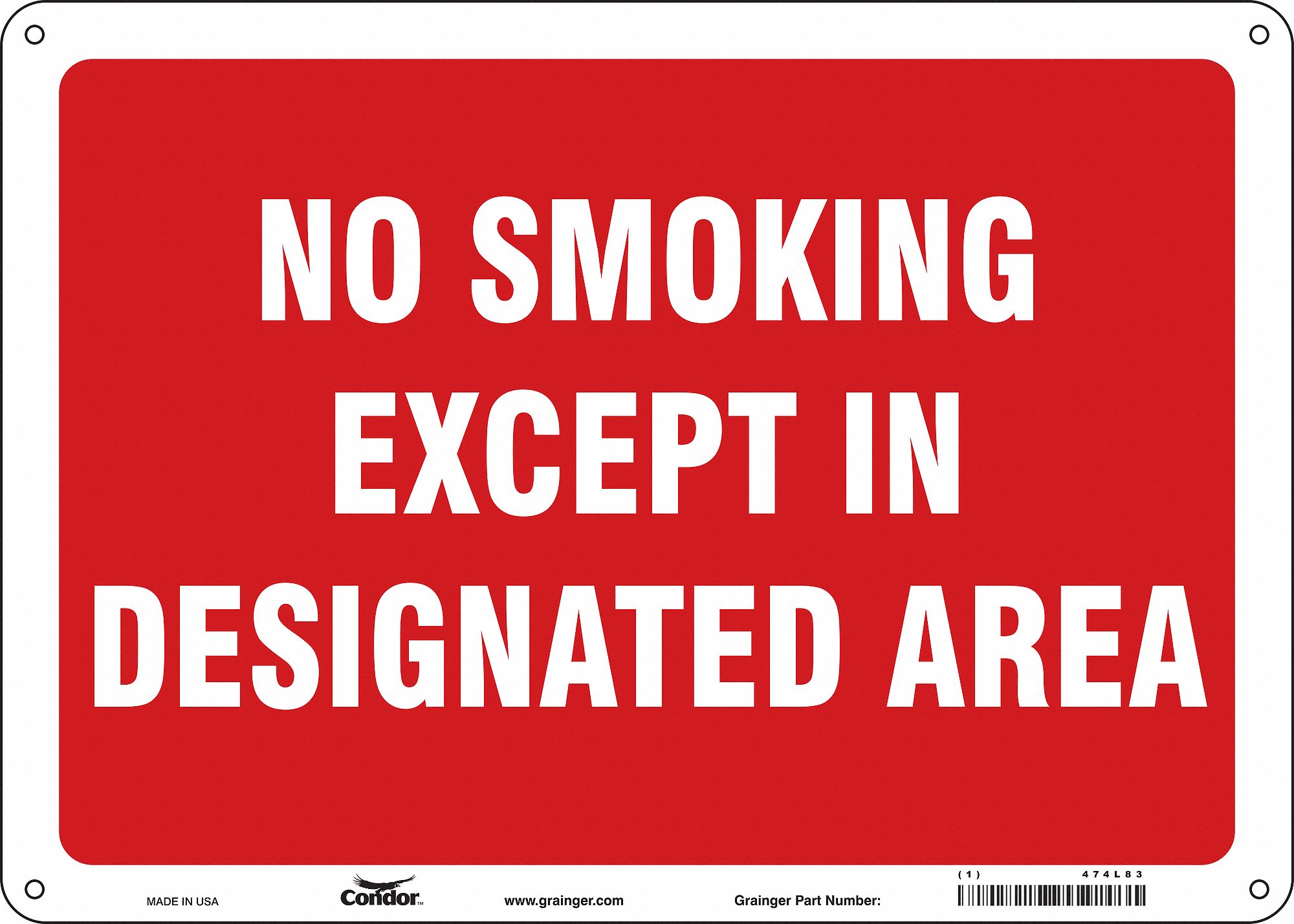 Safety Sign: Aluminum, Mounting Holes Sign Mounting, 10 in x 14 in Nominal Sign Size, 0.032 in Thick