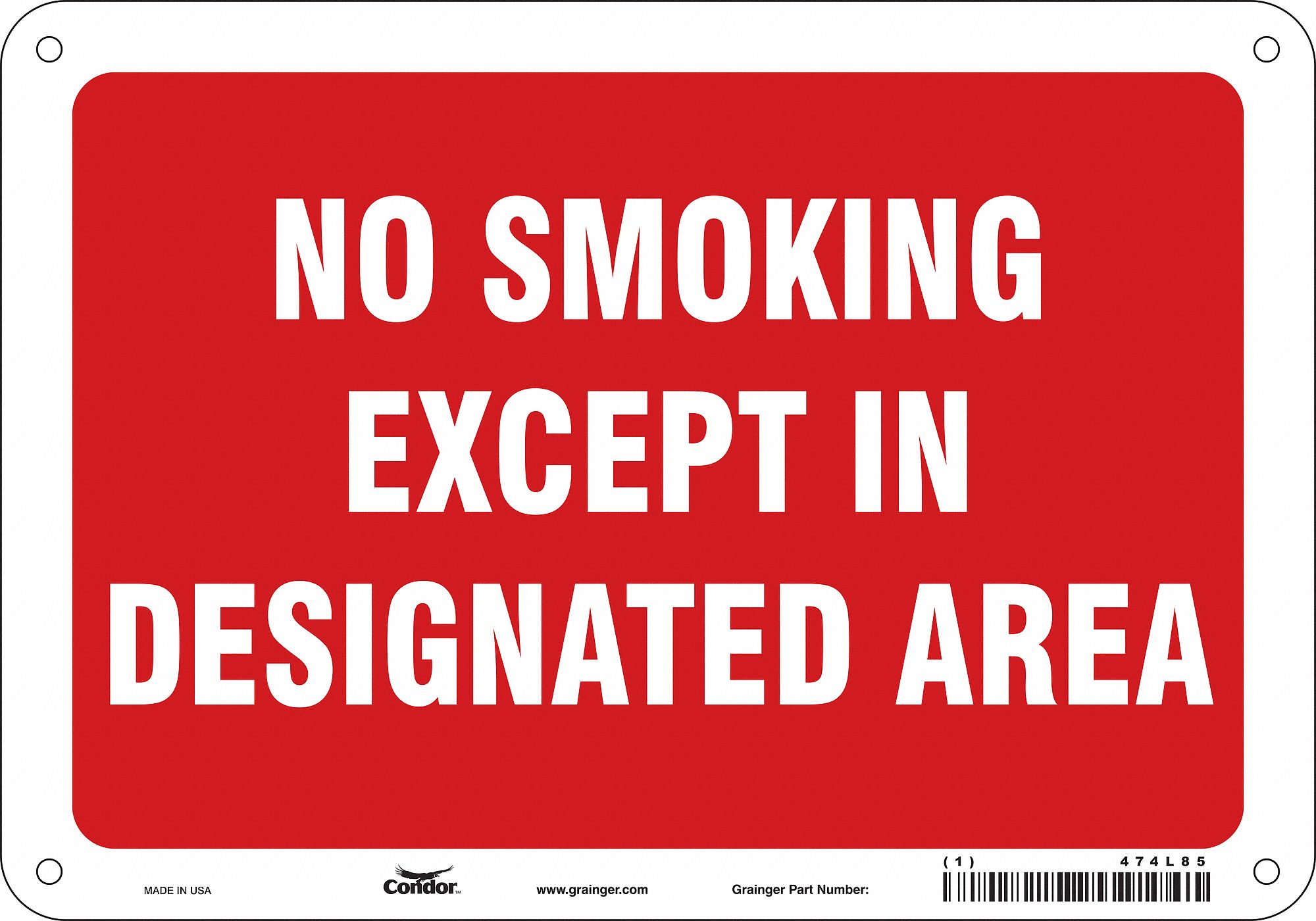 Safety Sign: Polyethylene, Mounting Holes Sign Mounting, 7 in x 10 in Nominal Sign Size