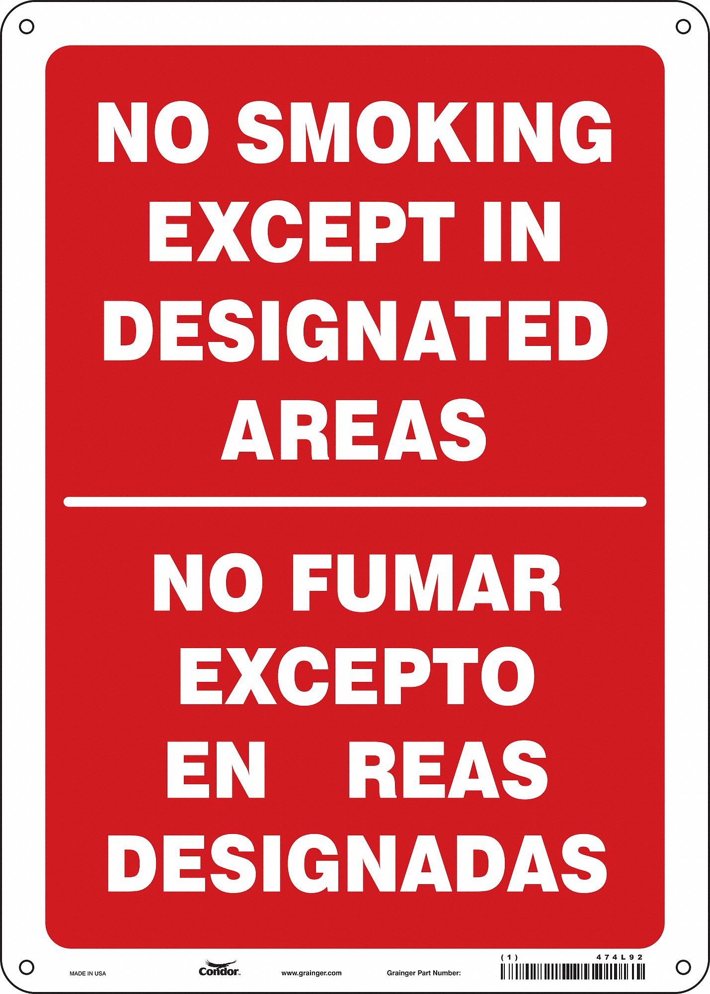 Safety Sign: Polyethylene, Mounting Holes Sign Mounting, 14 in x 10 in Nominal Sign Size