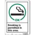 Smoking Is Permitted In This Area. Signs