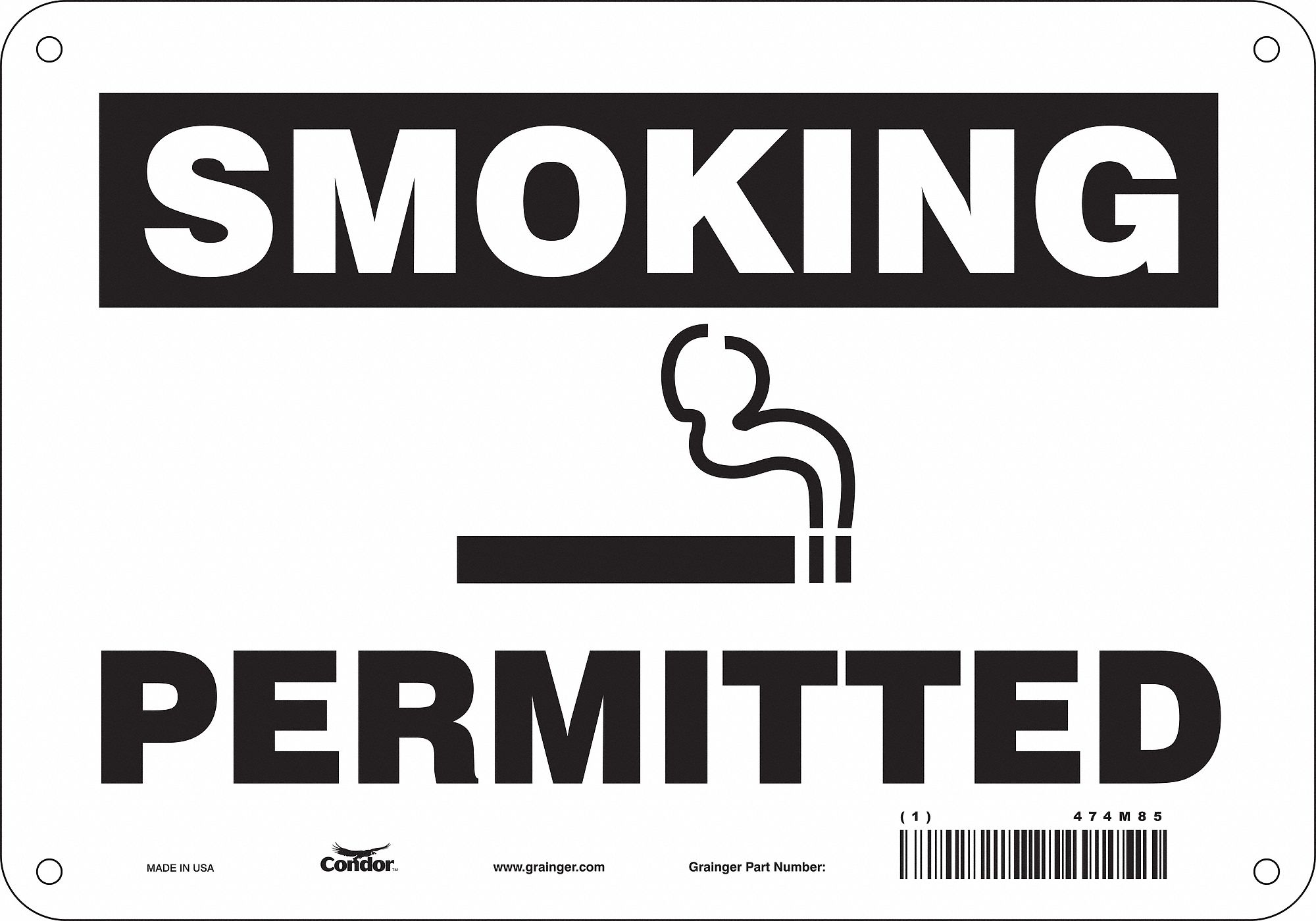 Safety Sign: Polyethylene, Mounting Holes Sign Mounting, 7 in x 10 in Nominal Sign Size, No Header