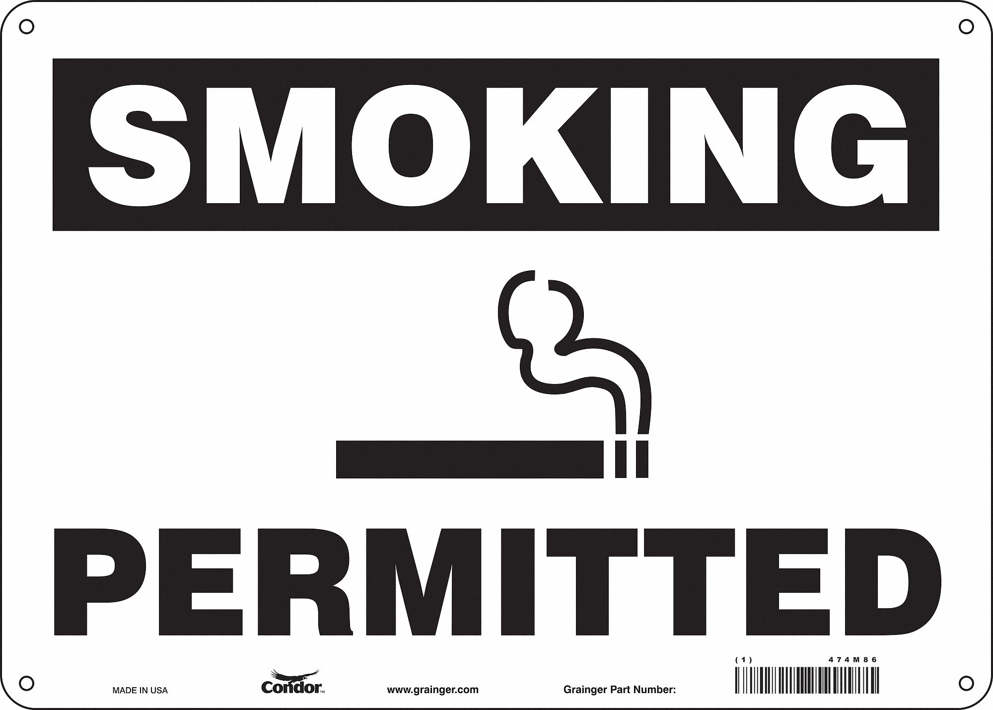 Safety Sign: Polyethylene, Mounting Holes Sign Mounting, 10 in x 14 in Nominal Sign Size, No Header