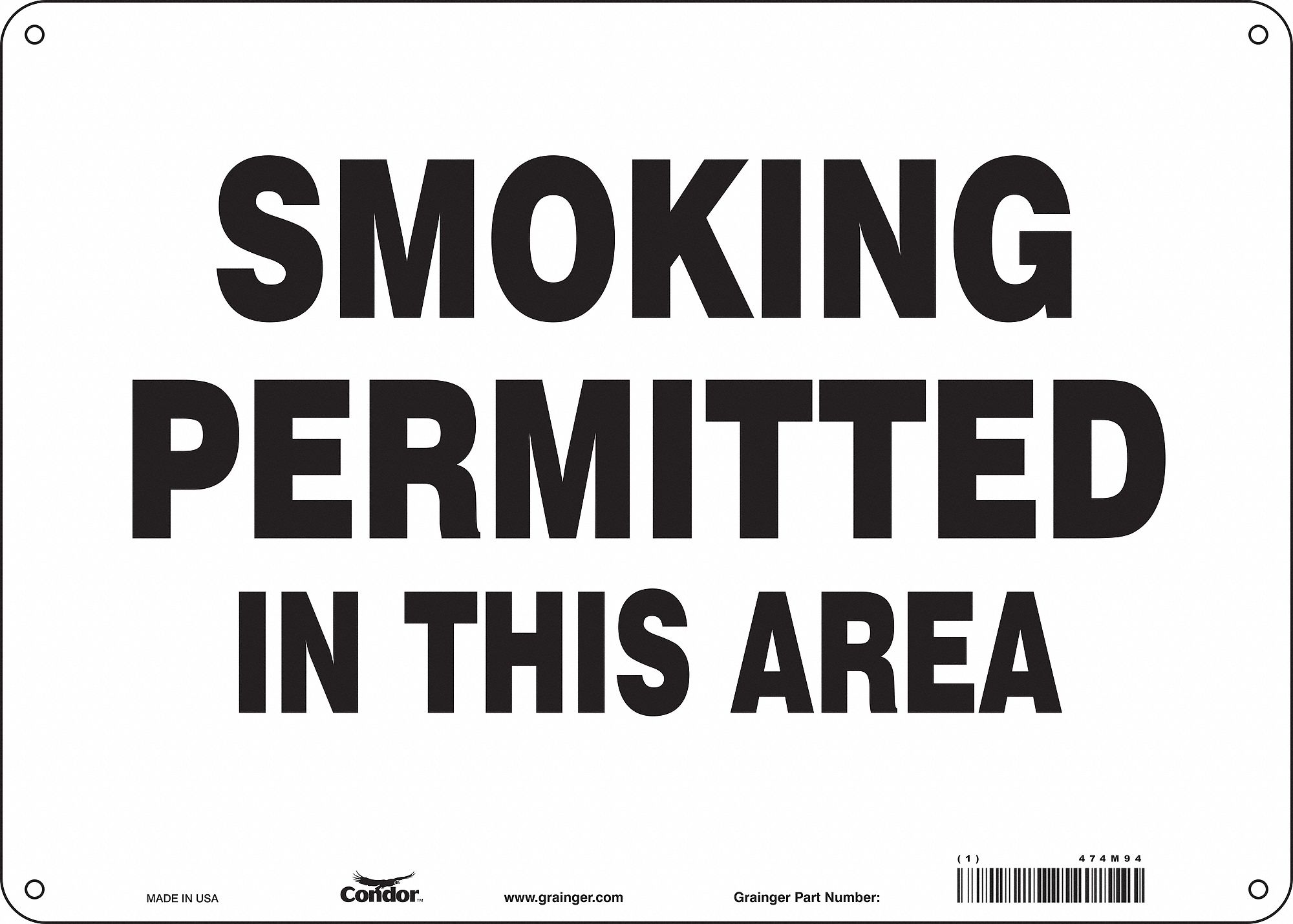 Safety Sign: Polyethylene, Mounting Holes Sign Mounting, 10 in x 14 in Nominal Sign Size, No Header
