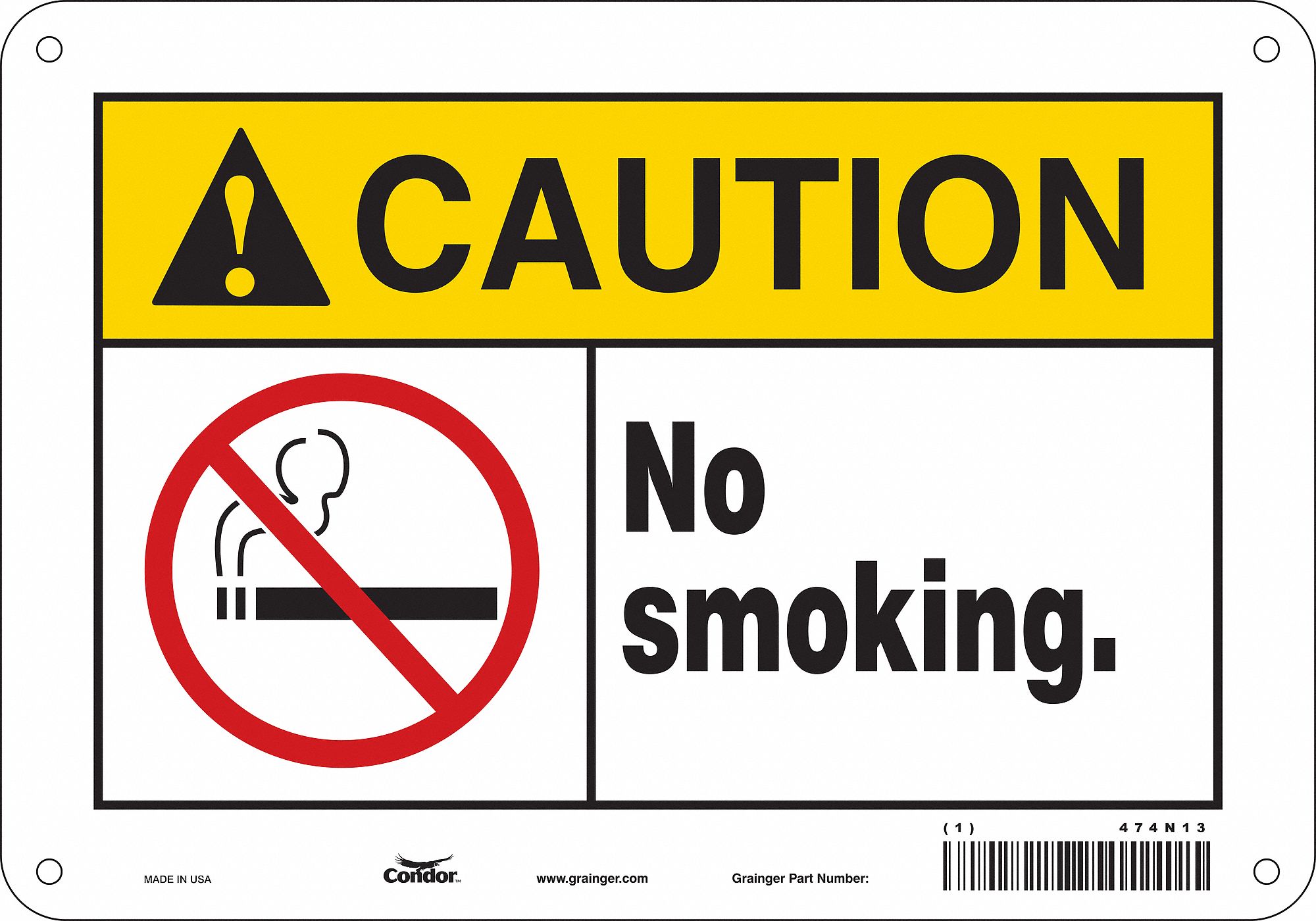Safety Sign: Polyethylene, Mounting Holes Sign Mounting, 7 in x 10 in Nominal Sign Size