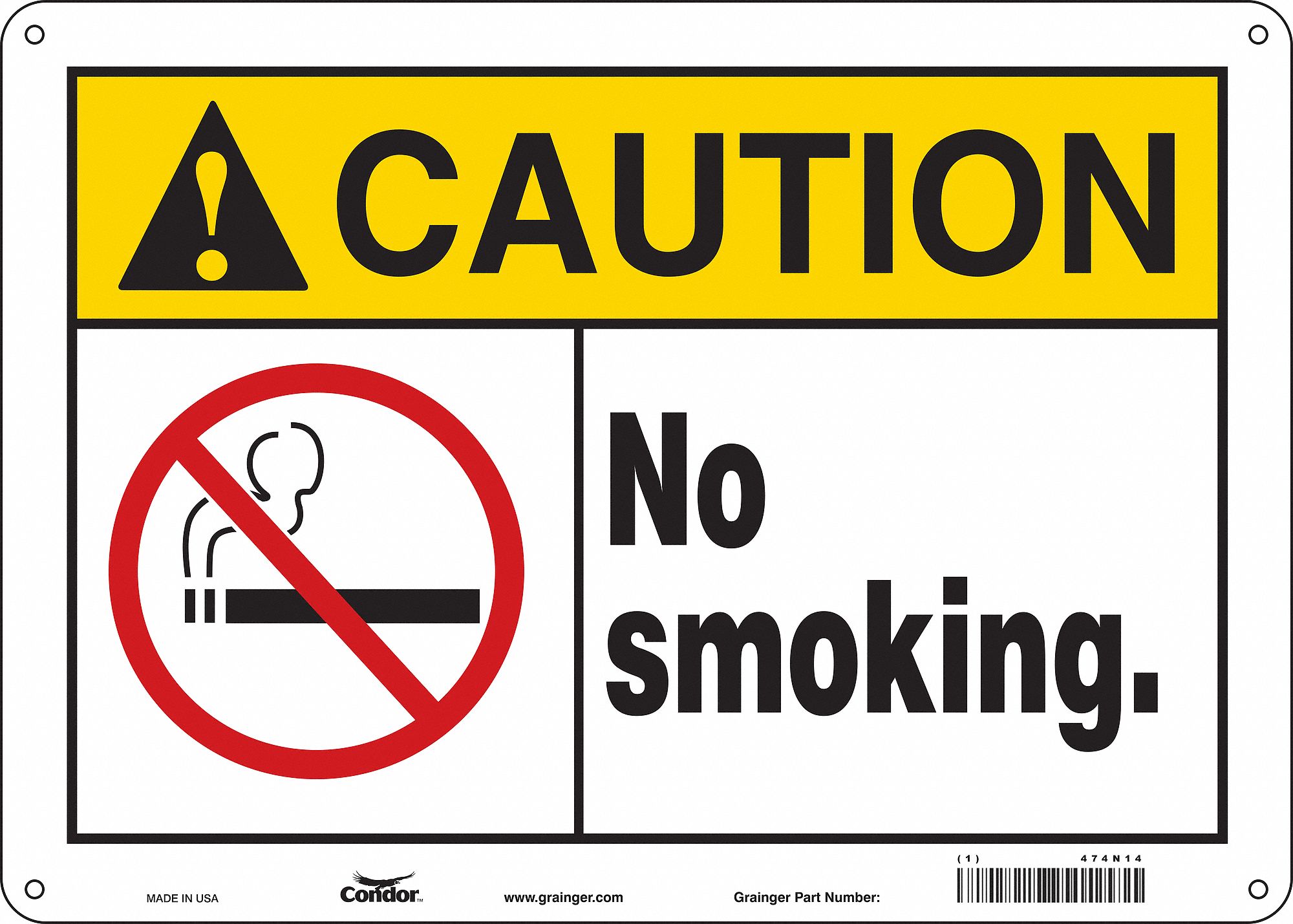 Safety Sign: Polyethylene, Mounting Holes Sign Mounting, 10 in x 14 in Nominal Sign Size