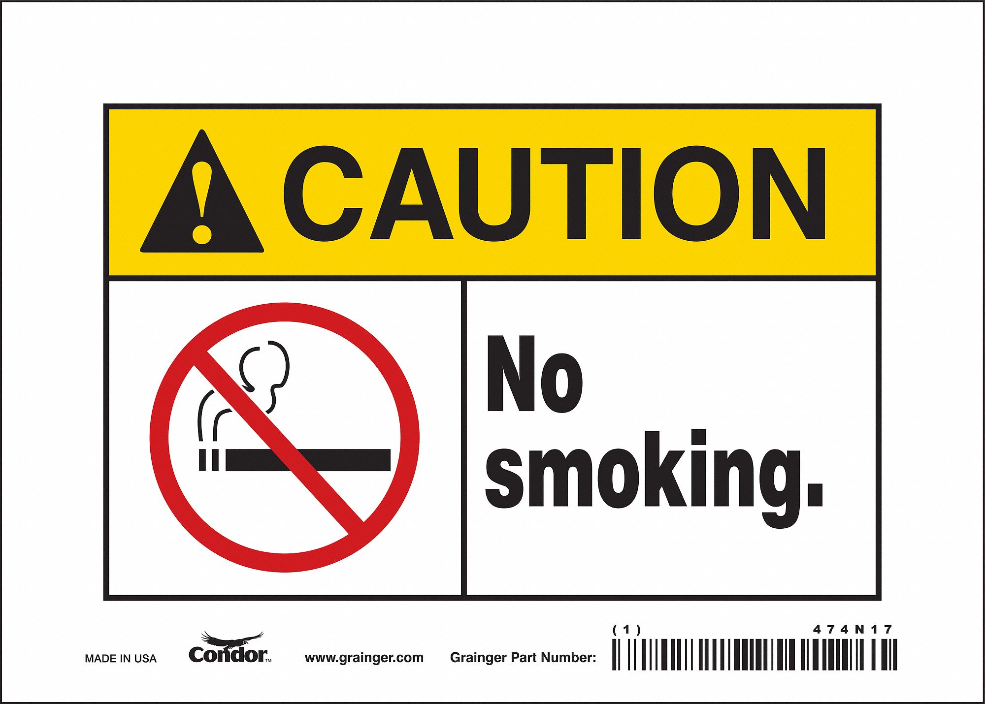Safety Sign: Vinyl, Adhesive Sign Mounting, 5 in x 7 in Nominal Sign Size, Not Retroreflective